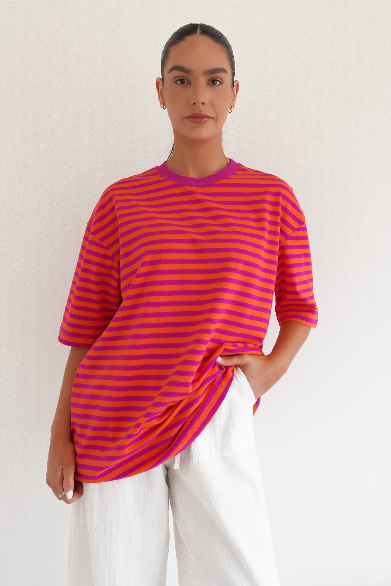 Mimi Tee Magenta Stripe