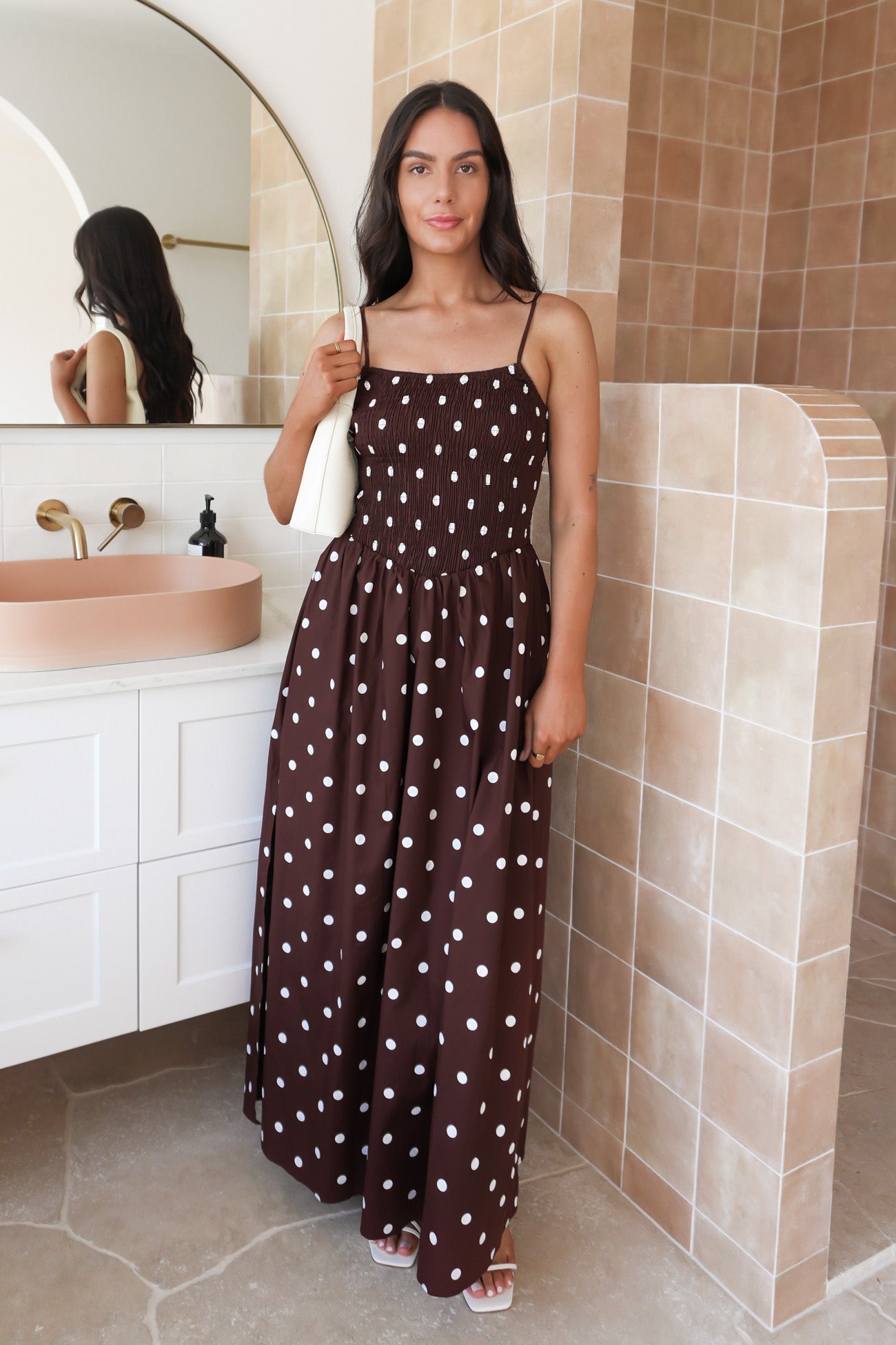 Mirha Maxi Dress Chocolate Polka Dot
