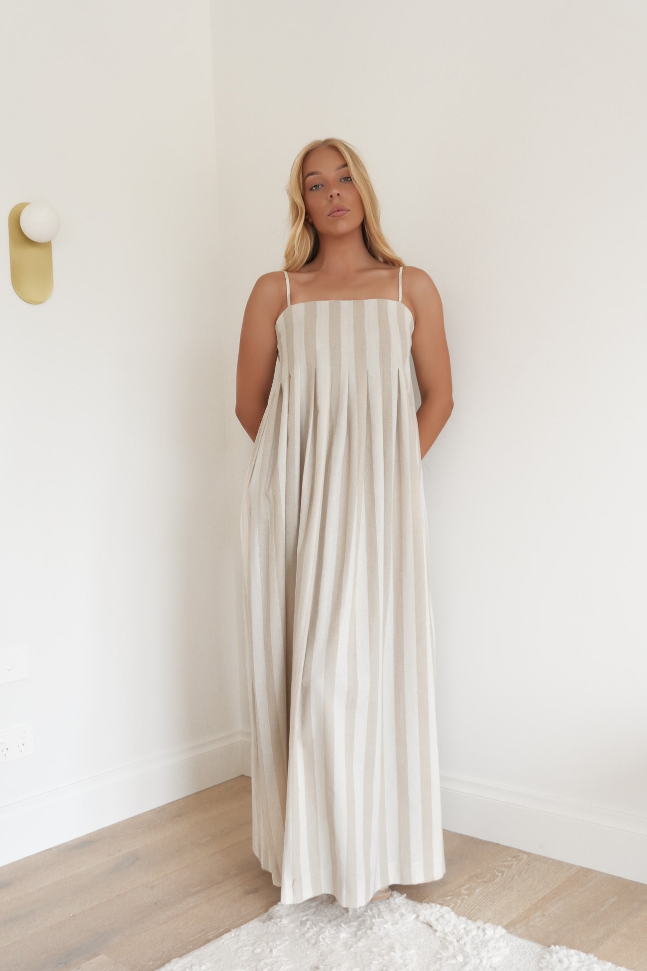 Molly Maxi Dress Beige Stripe