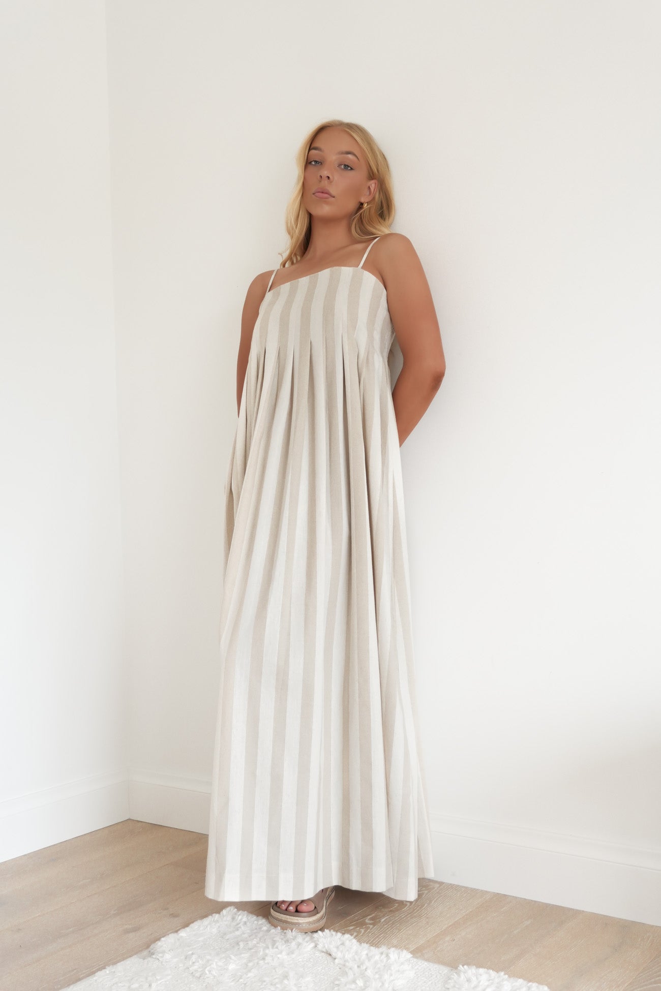 Molly Maxi Dress Beige Stripe