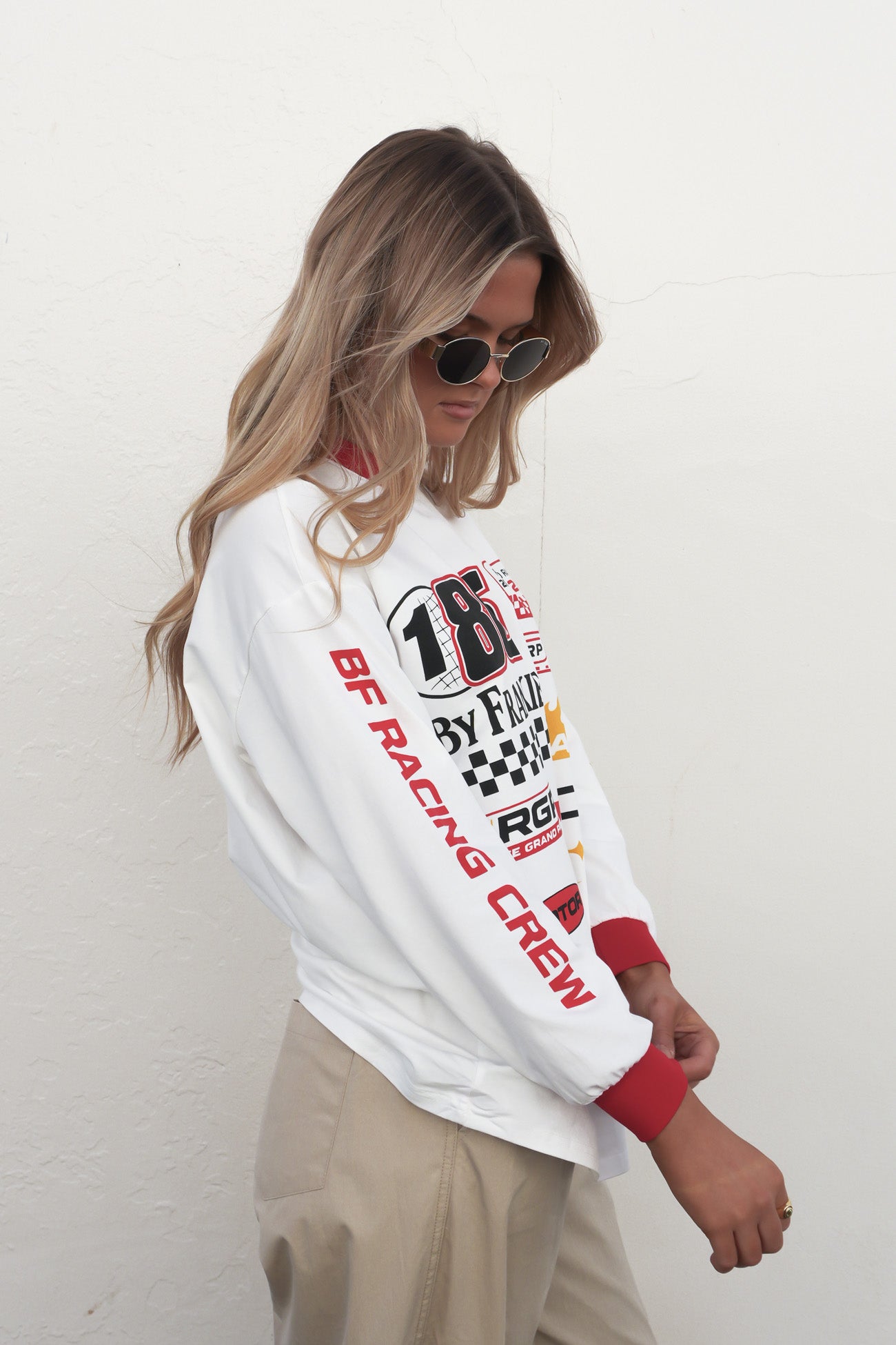 Moto Long Sleeve Tee White