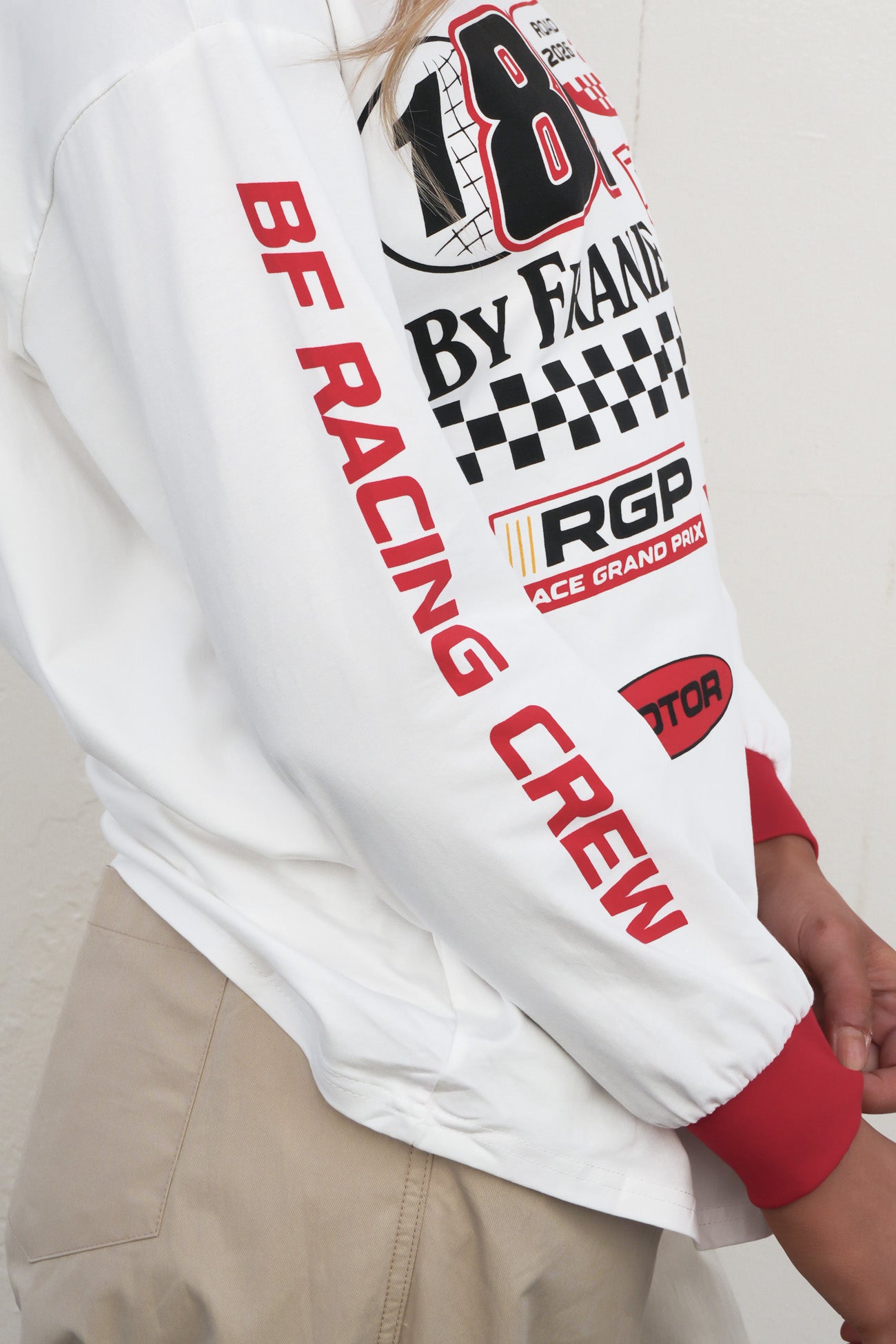 Moto Long Sleeve Tee White