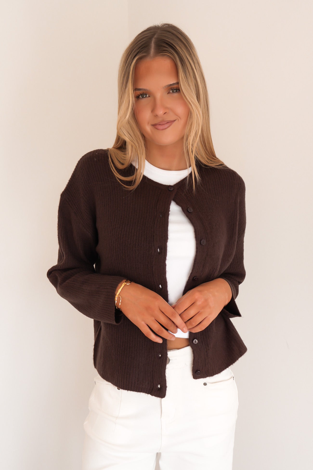Murphy Knit Cardi Coffee Bean