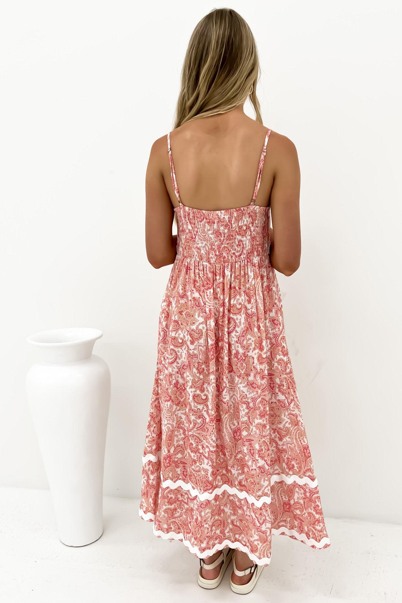 Naeva Midi Dress Pink Paisley