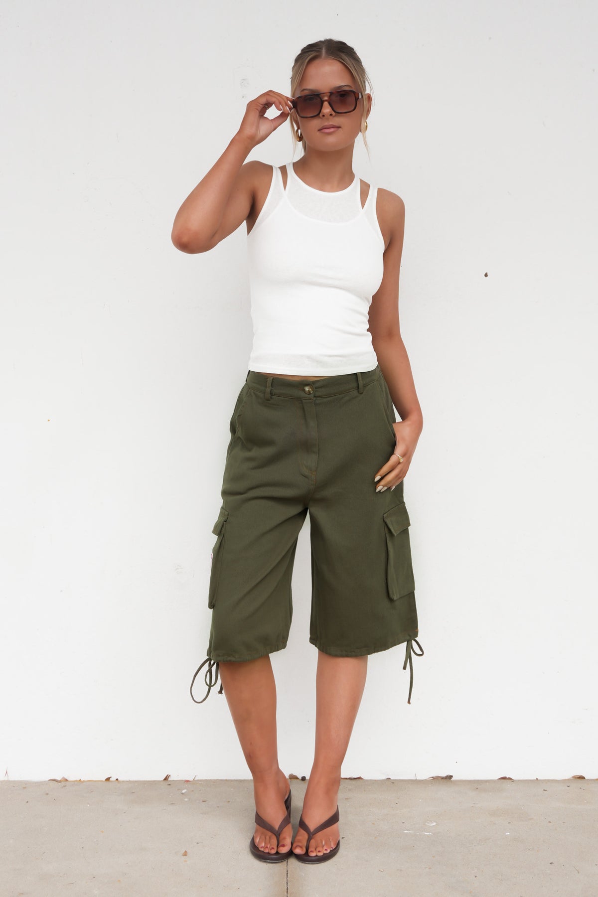 Naomie Cargo Jort Khaki