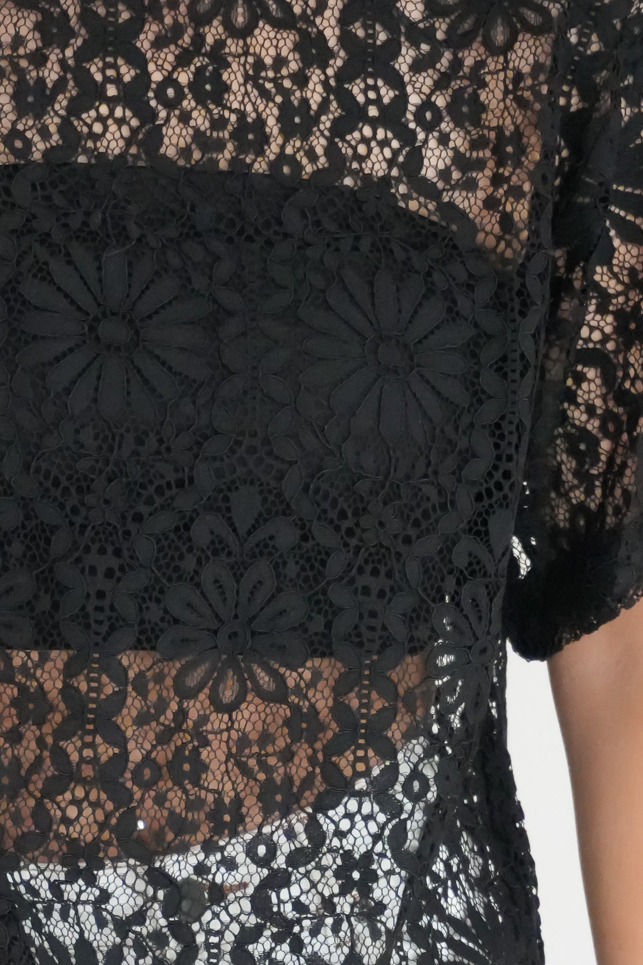 Narella Lace Tee Black