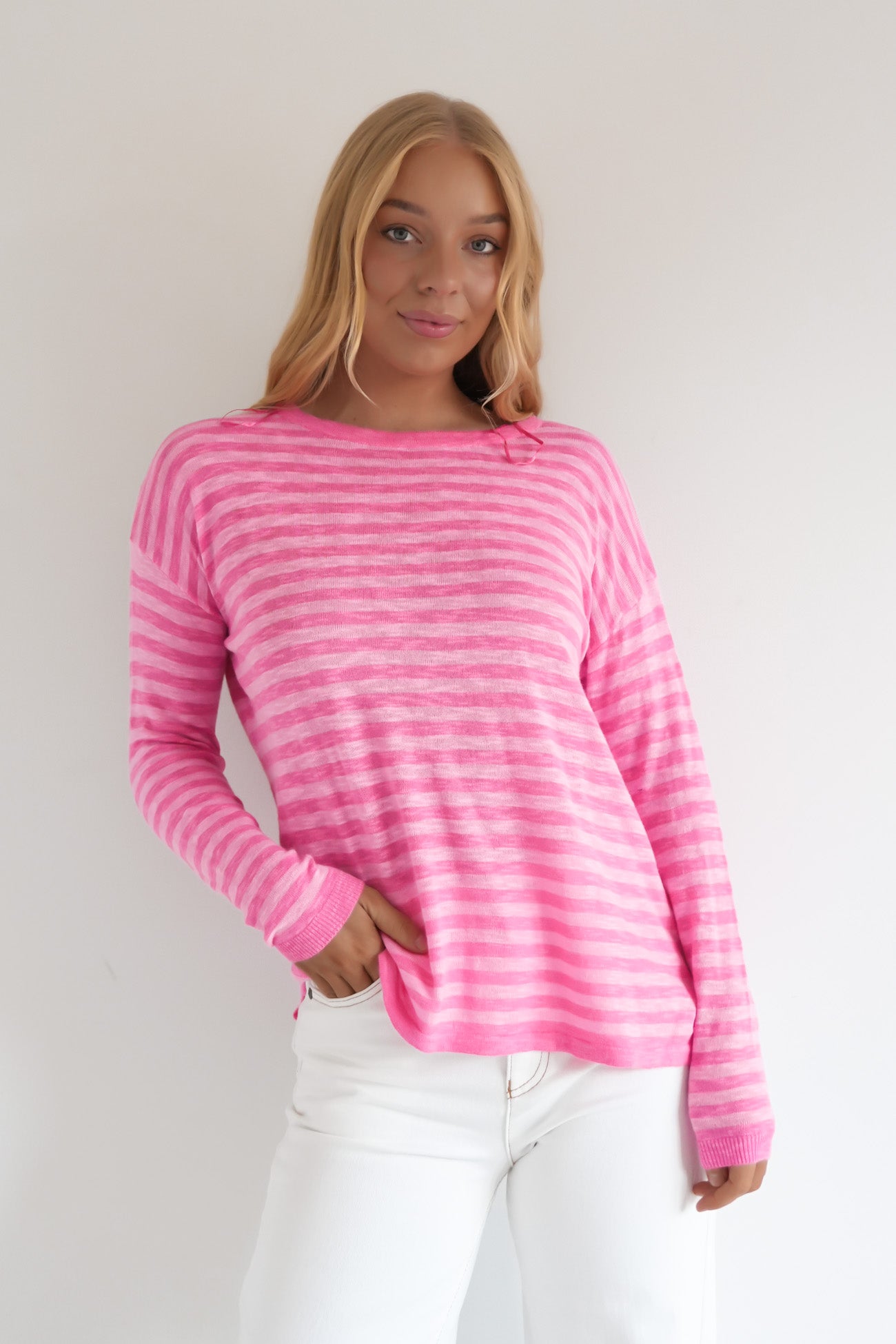 Natasha Knit Top Blush Stripe