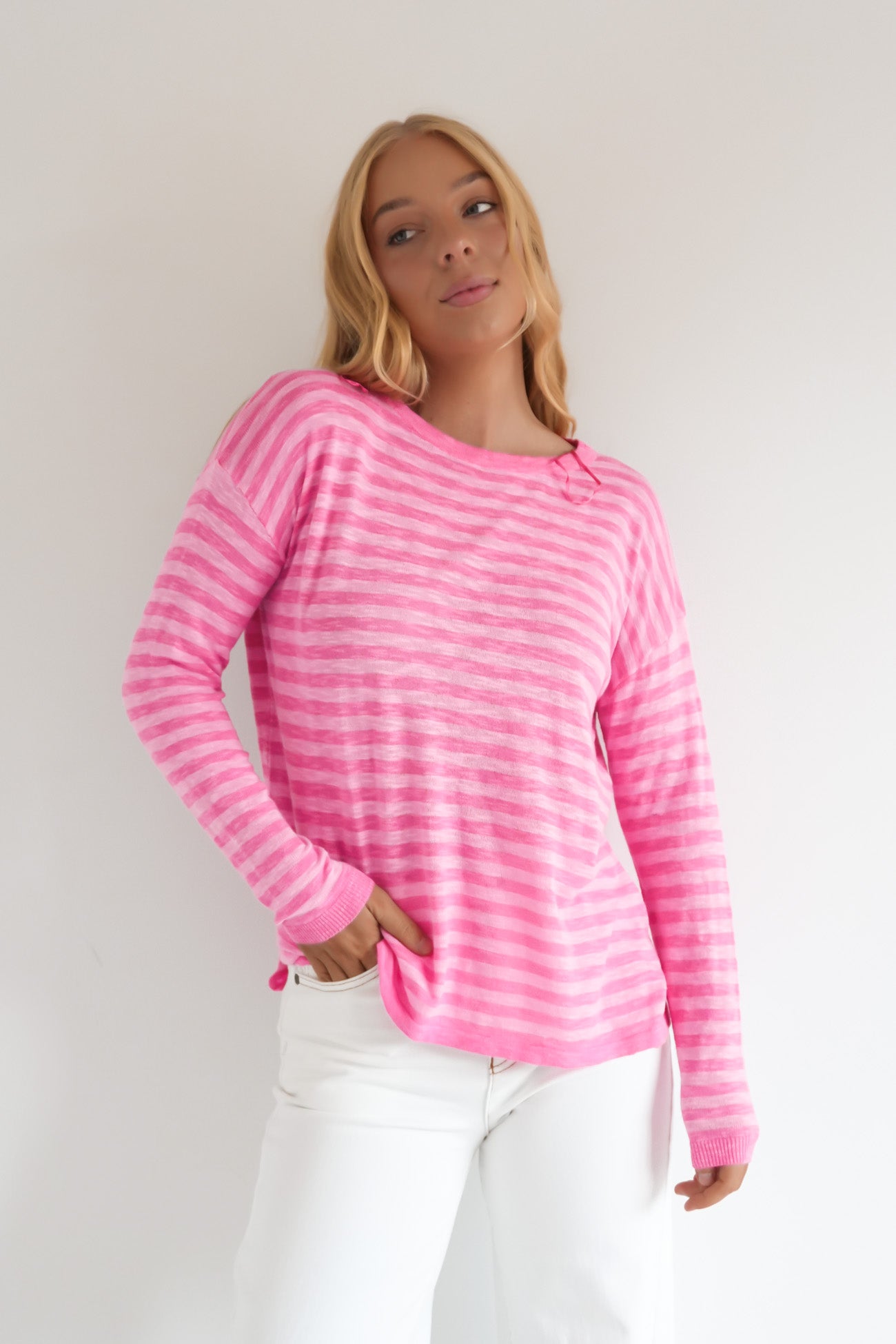 Natasha Knit Top Blush Stripe