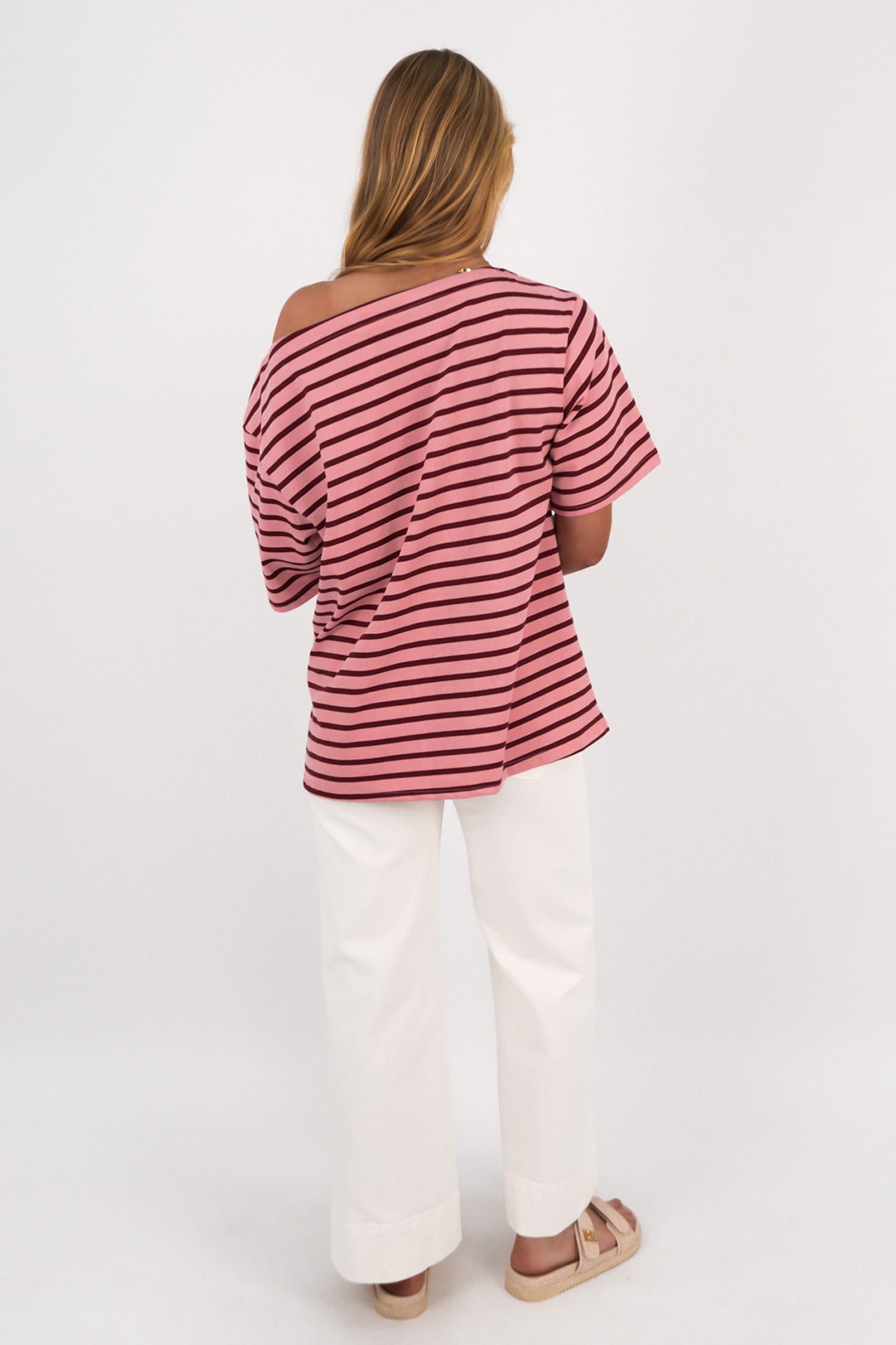 Neave Tee Burgundy Stripe