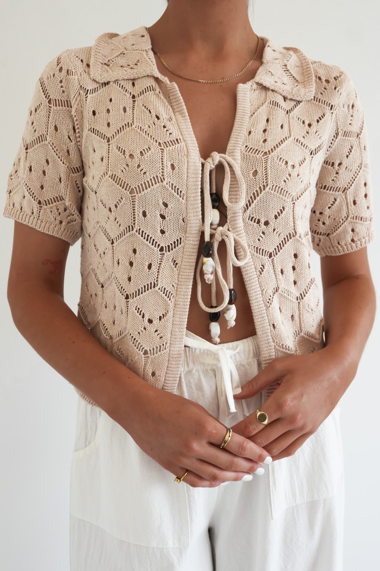 Nina Crochet Top Natural