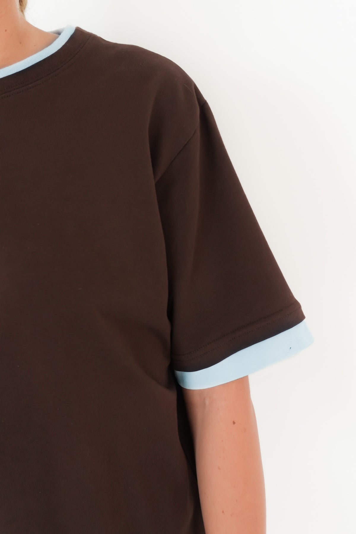 Noah Oversized Contrast Tee Chocolate Blue