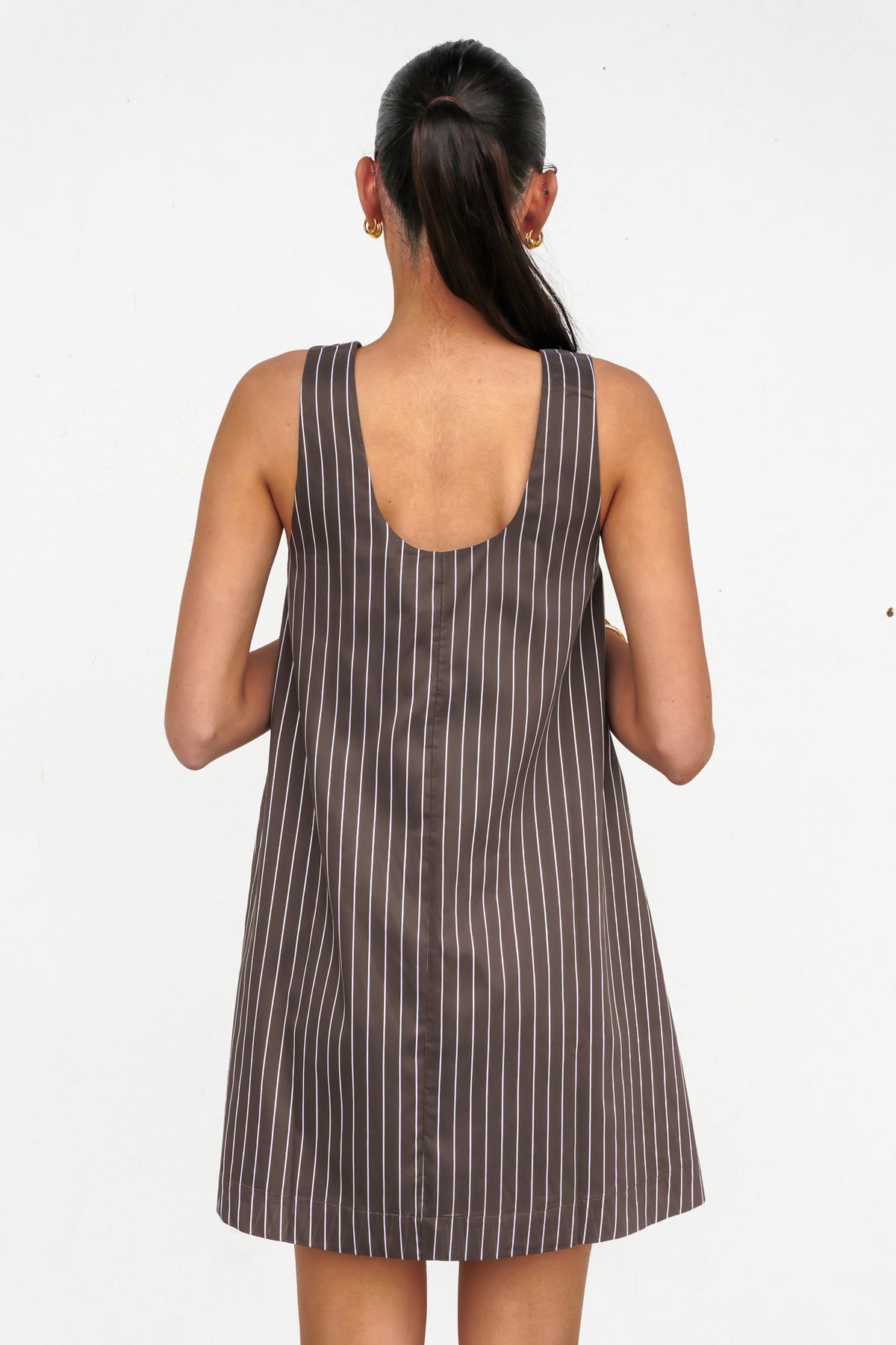 Nola Stripe Mini Dress Chocolate
