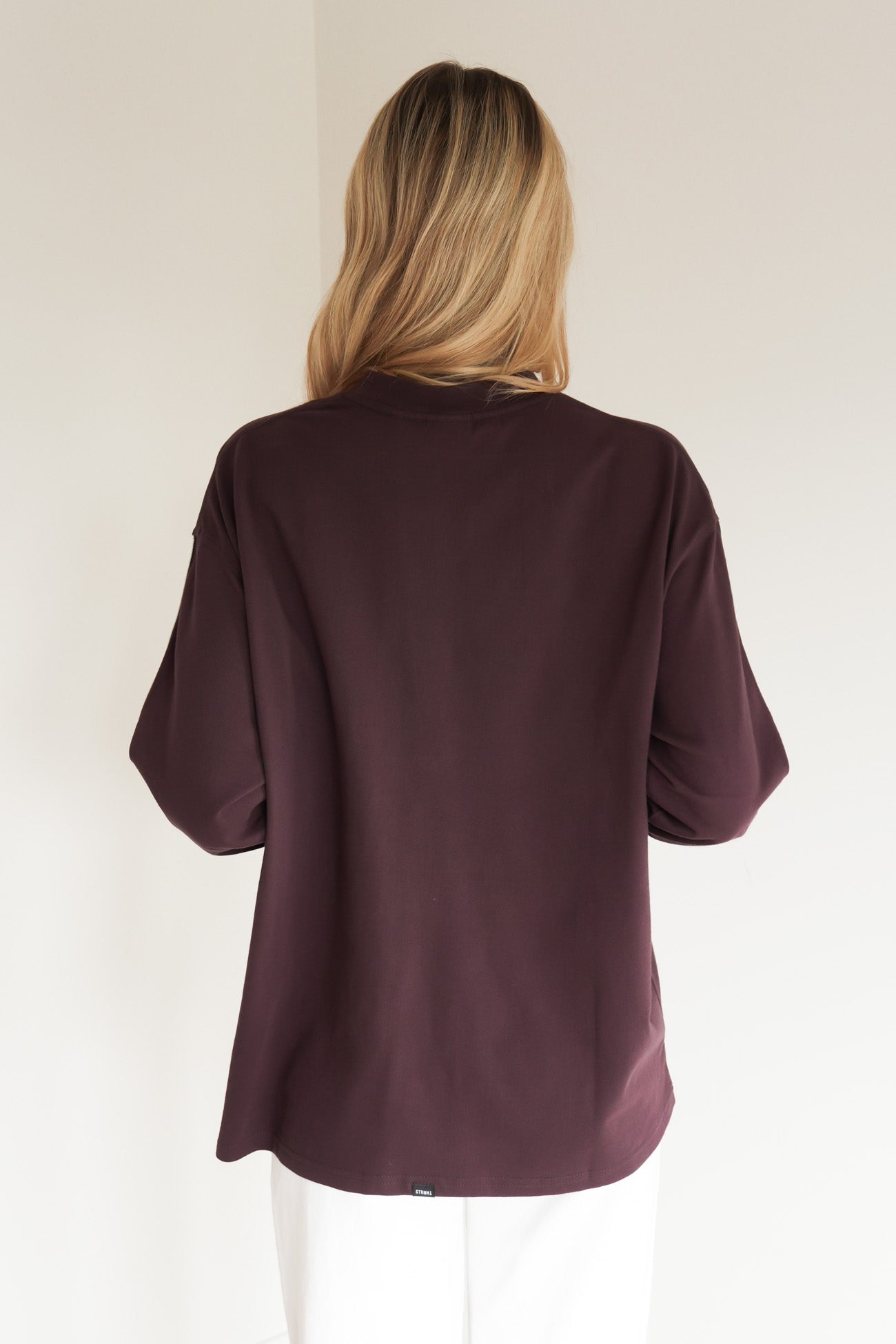 Off Track Long Sleeve Oversized Tee Aubergine
