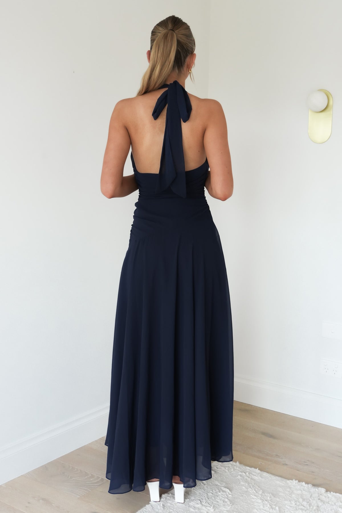Olivah Halter Maxi Dress Navy
