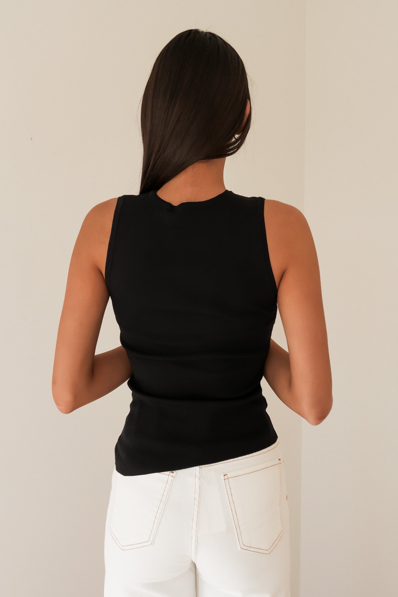 Ollie Button Down Knit Tank Black
