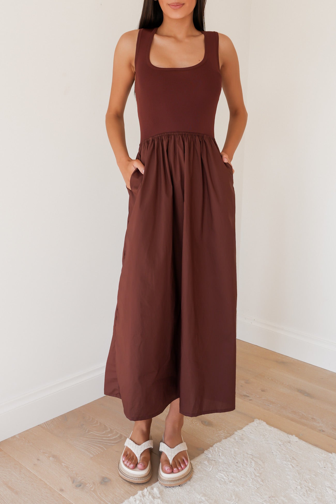 Ollie Scoop Neck Maxi Dress Cherry