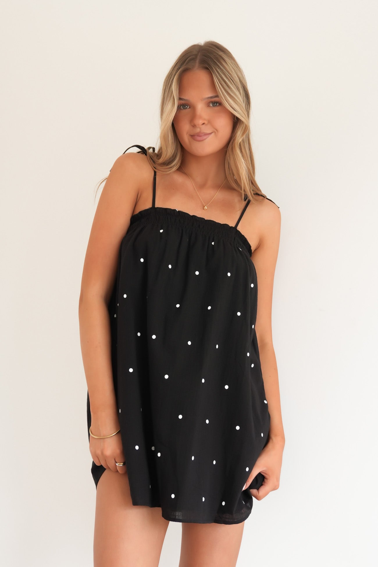 Ostin Mini Dress Black Polka Dot
