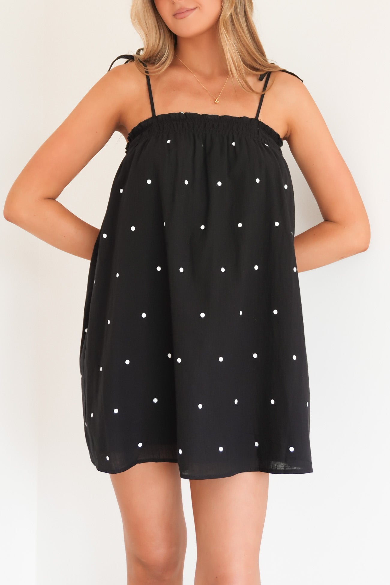Ostin Mini Dress Black Polka Dot