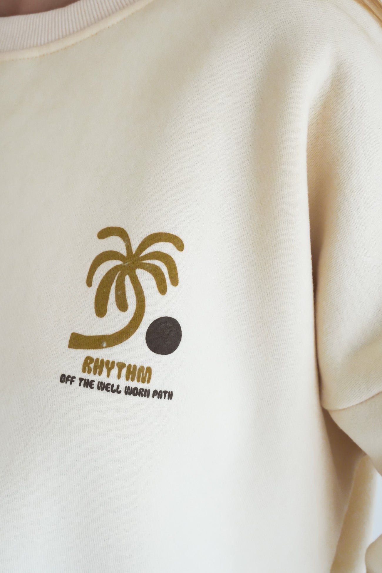 Palm Slouchy Crew Neck Fleece Cream