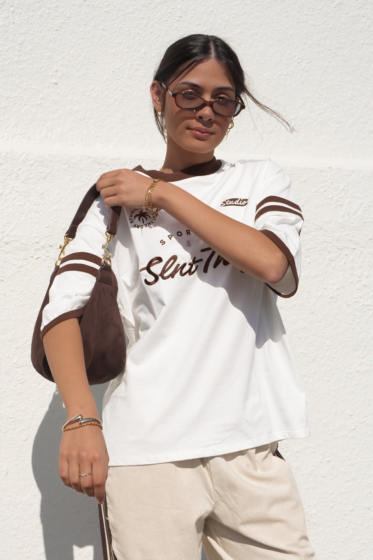 Palm State Oversized Tee Vintage White