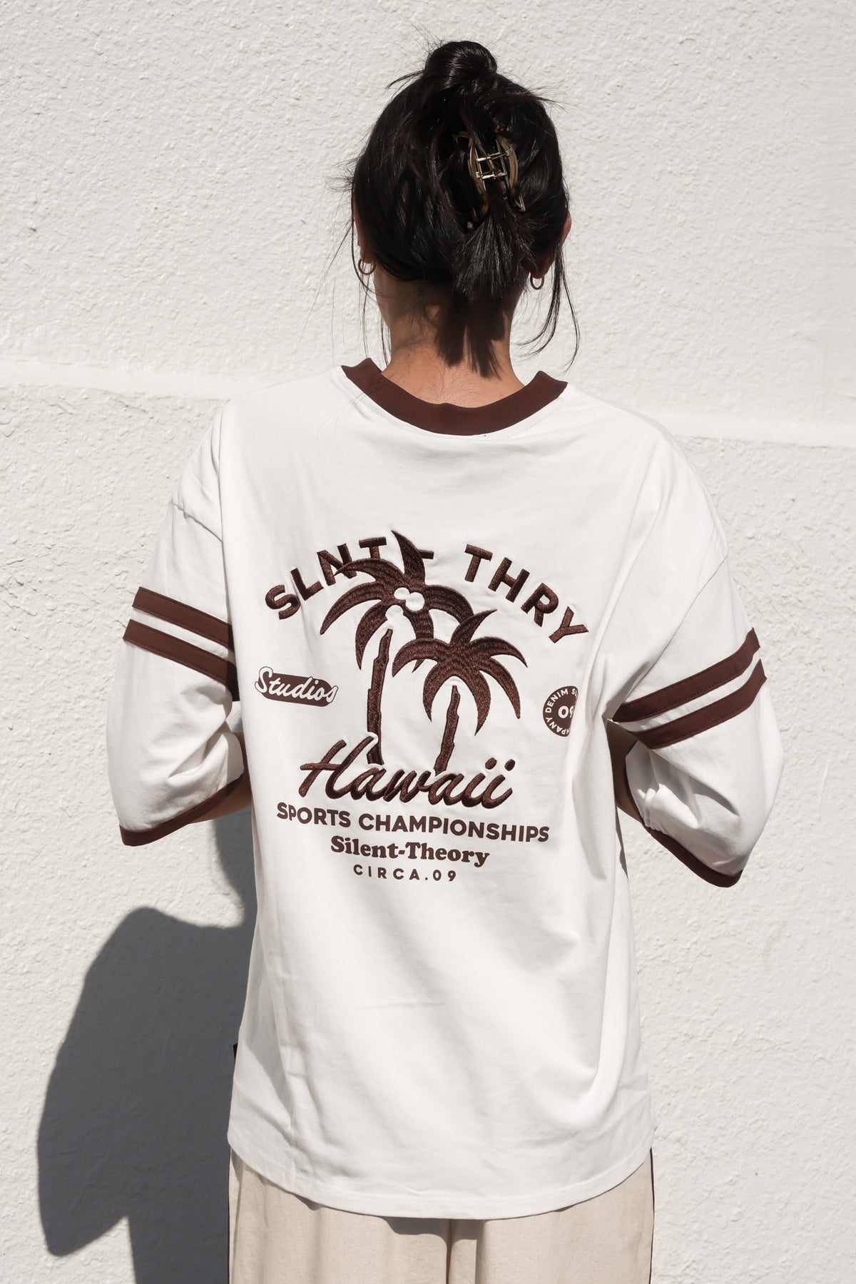 Palm State Oversized Tee Vintage White