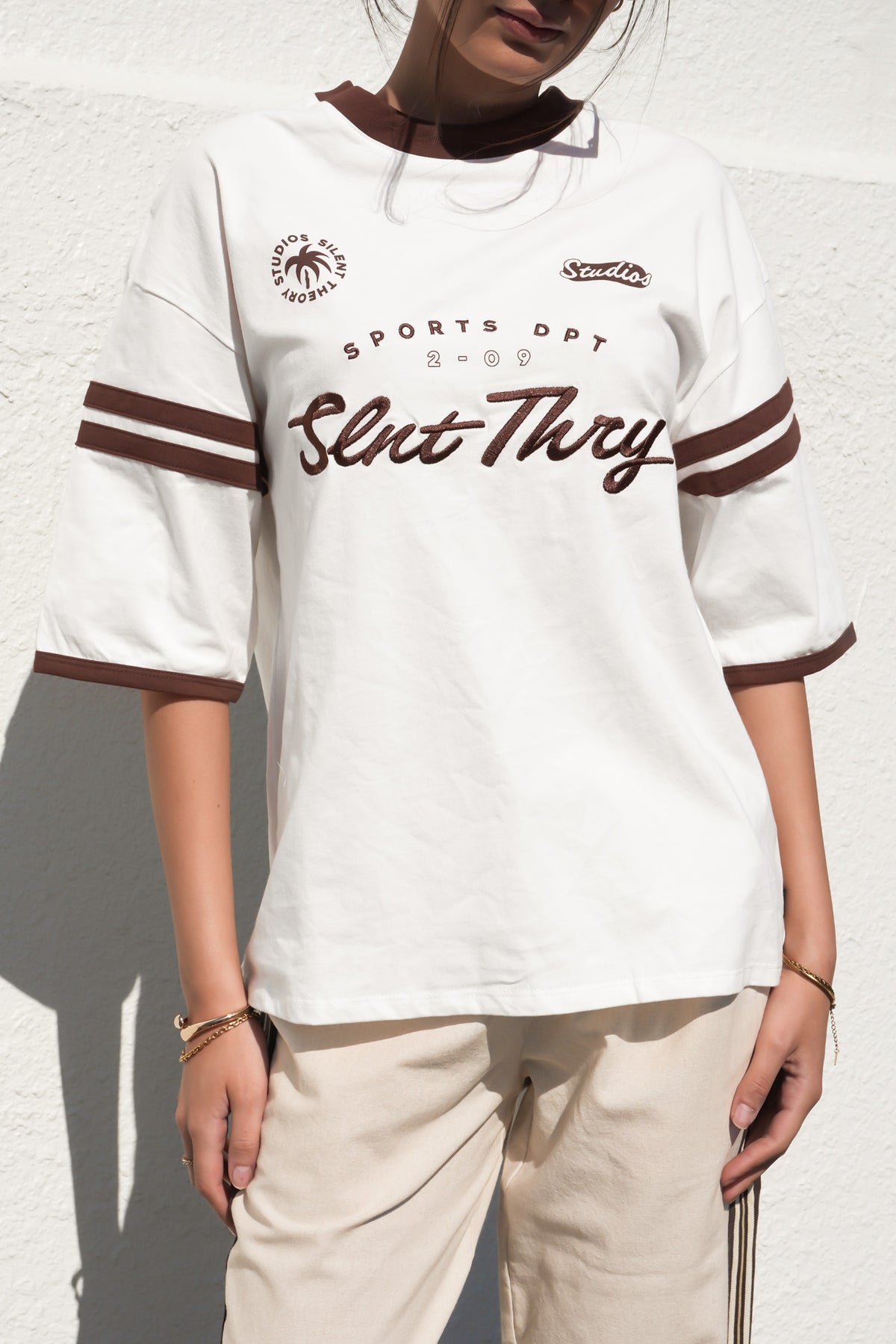 Palm State Oversized Tee Vintage White
