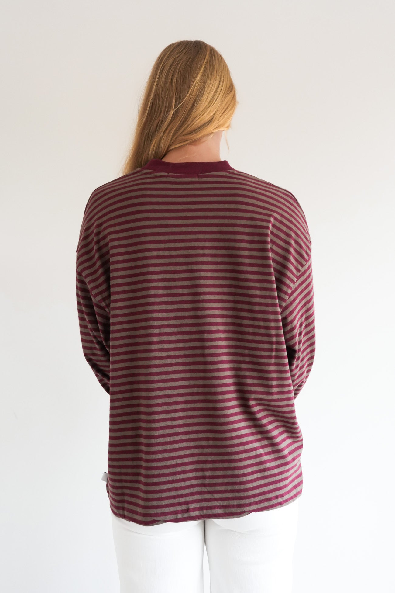 Paloma Long Sleeve Stripe Tee Burgundy