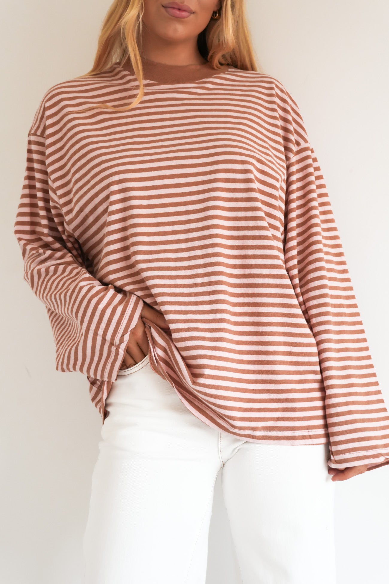 Paloma Long Sleeve Stripe Tee Cinnamon