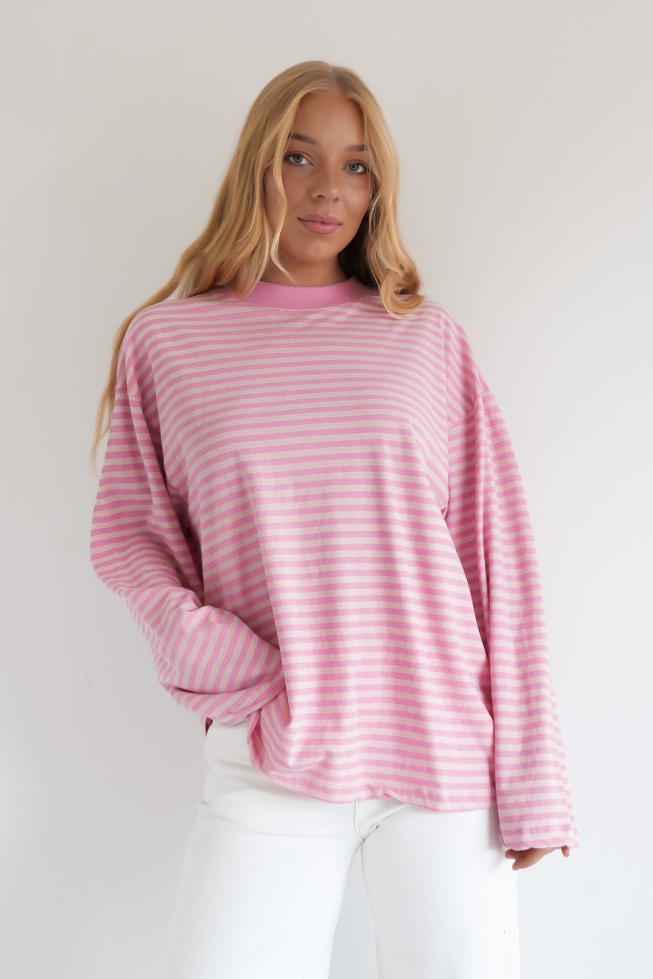 Paloma Long Sleeve Stripe Tee Pink