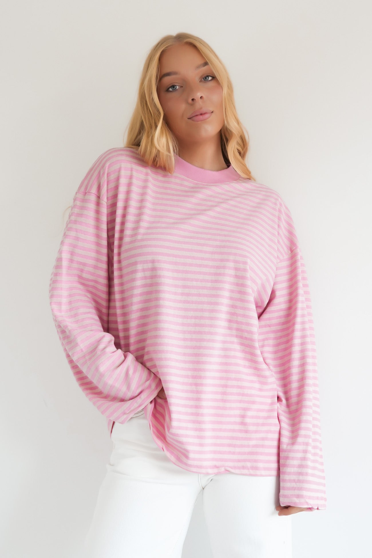 Paloma Long Sleeve Stripe Tee Pink