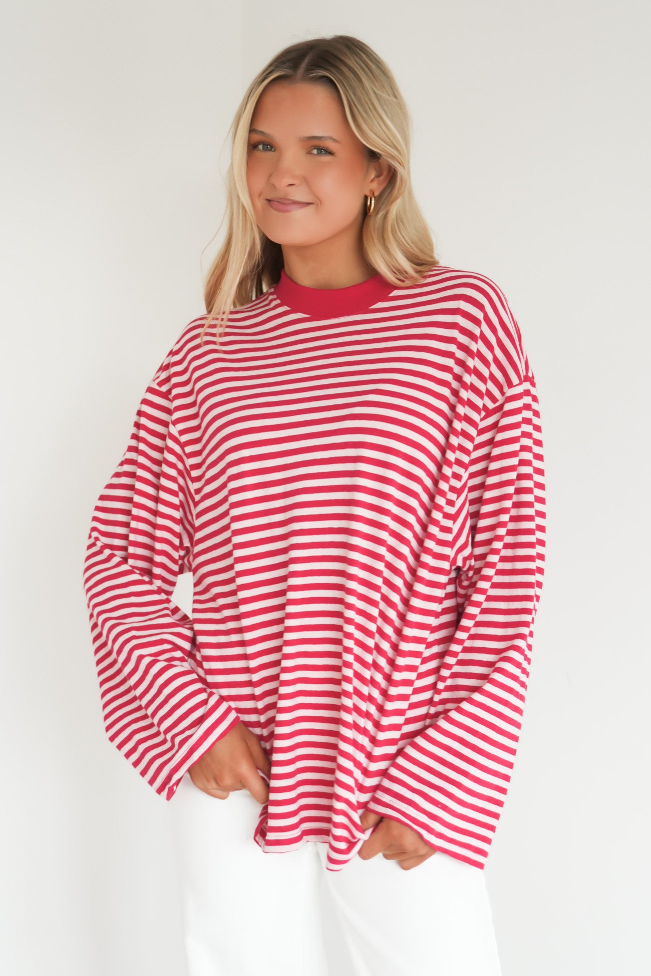 Paloma Long Sleeve Stripe Tee Red