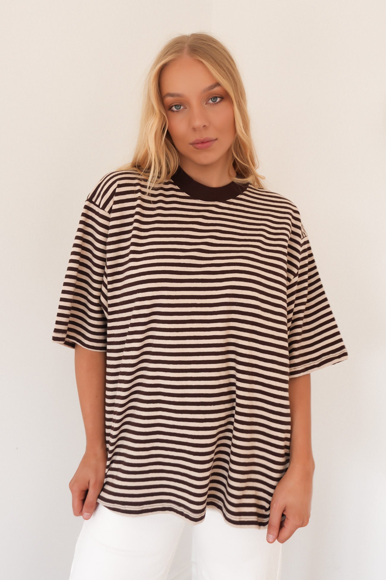 Paloma Oversized Stripe Tee Brown