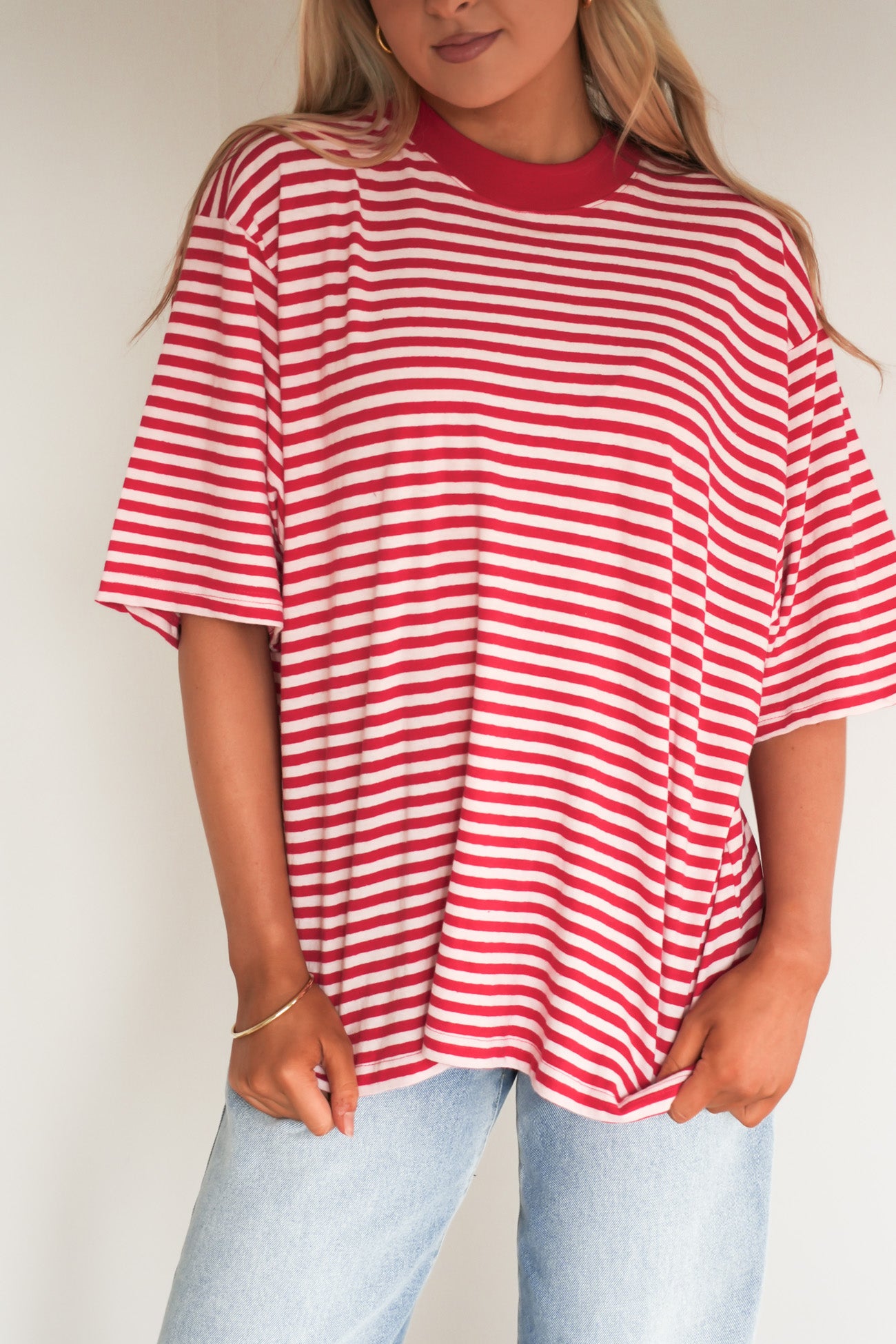 Paloma Oversized Stripe Tee Red