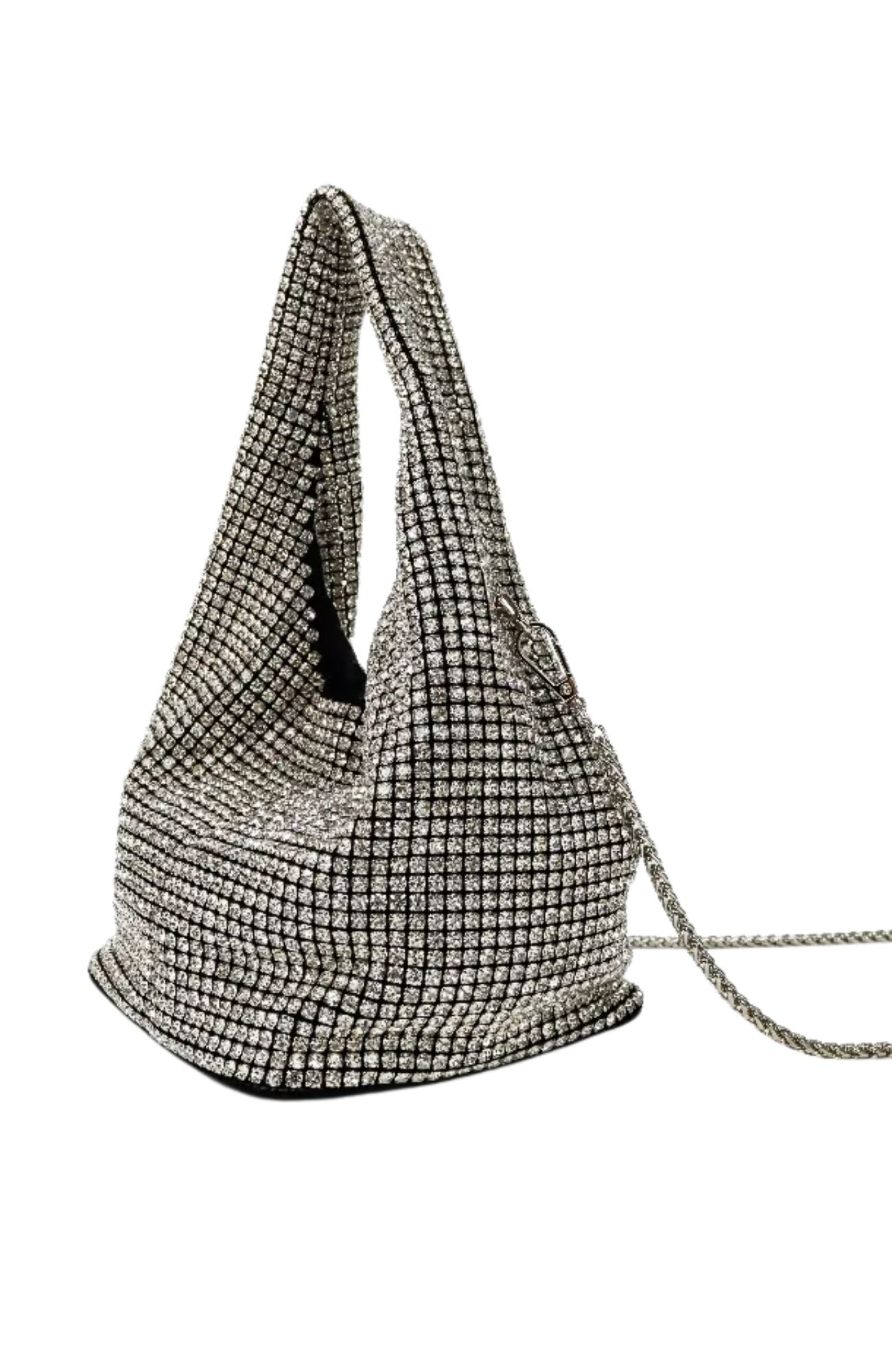 Paris Rhinestone Handbag Silver