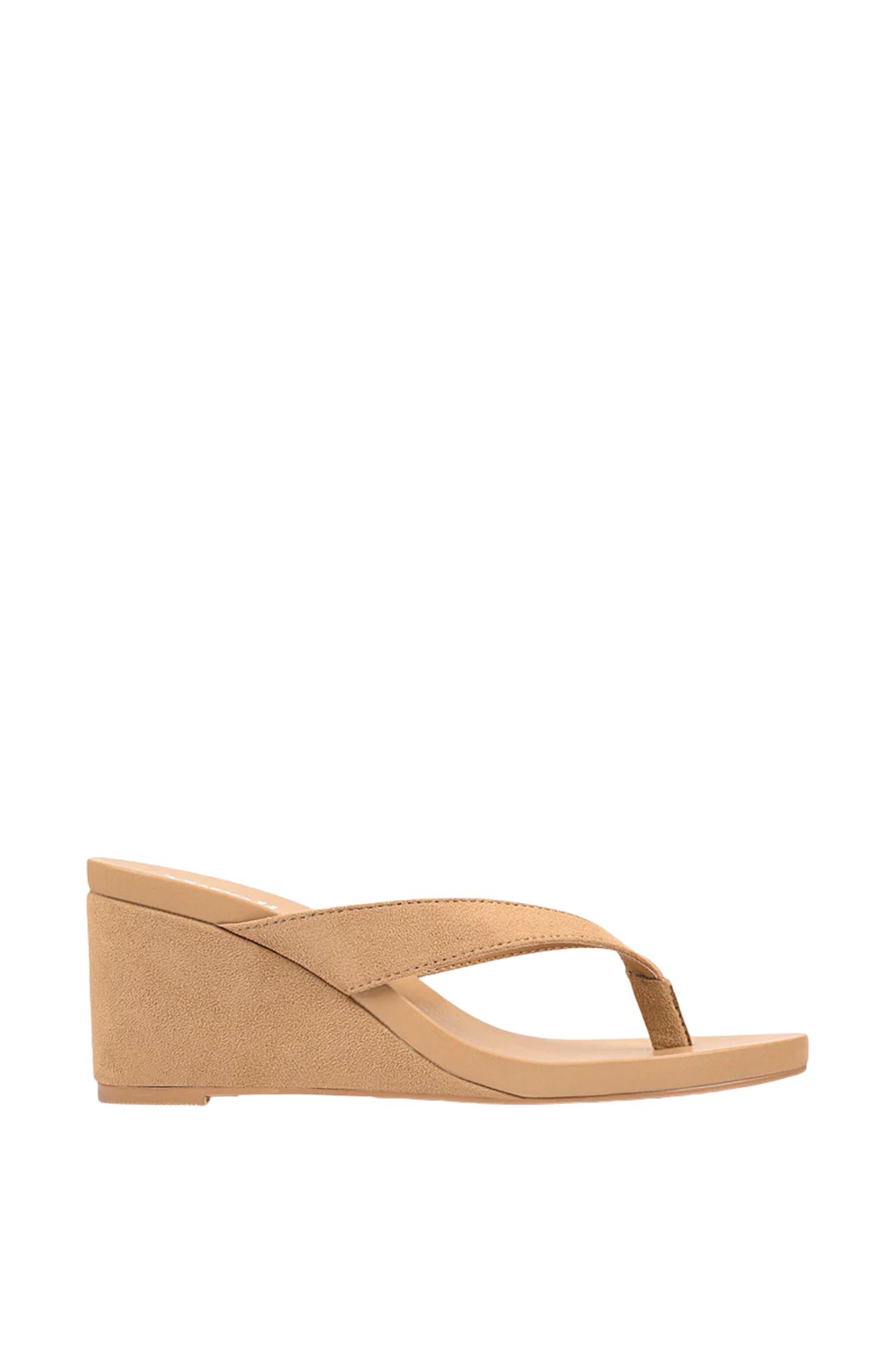 Polly Thong Wedges Camel Tan Micro