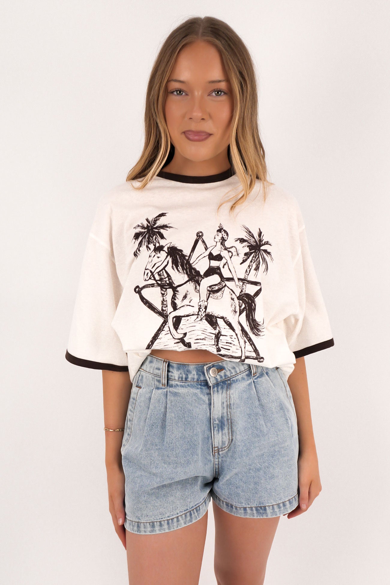 Pony Island Oversized Tee Vintage White