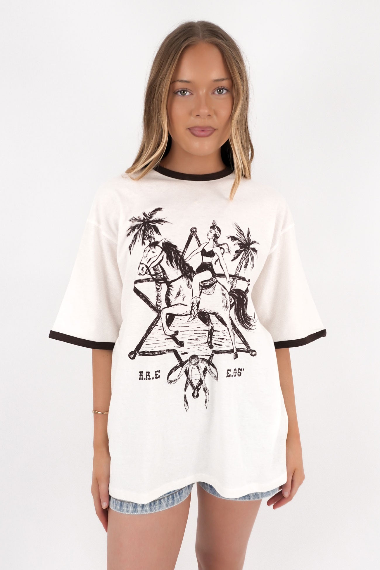 Pony Island Oversized Tee Vintage White