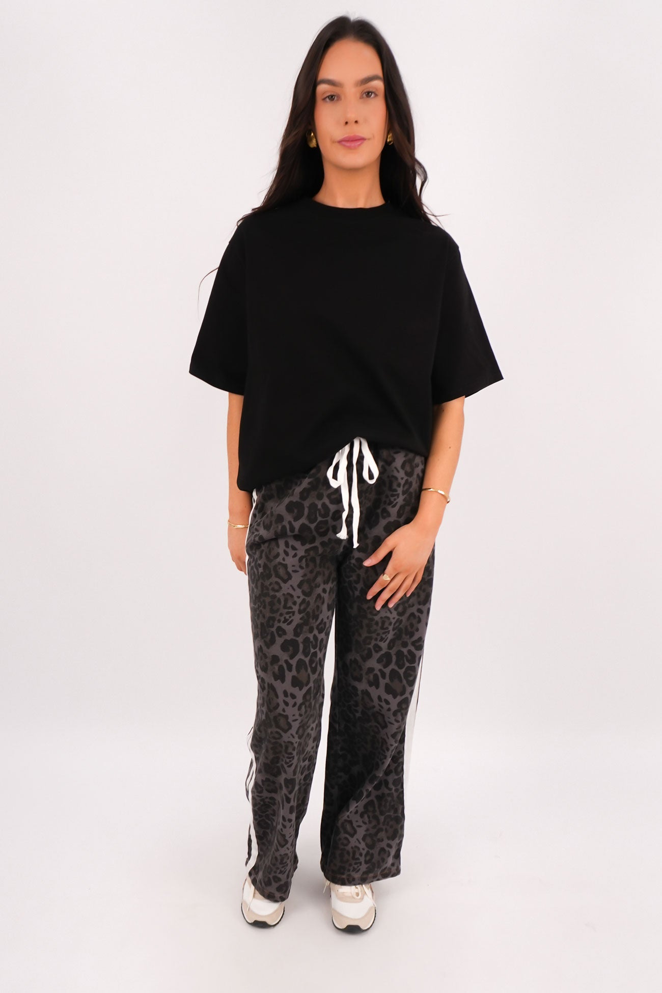 Portland Denim Pant Charcoal Leopard