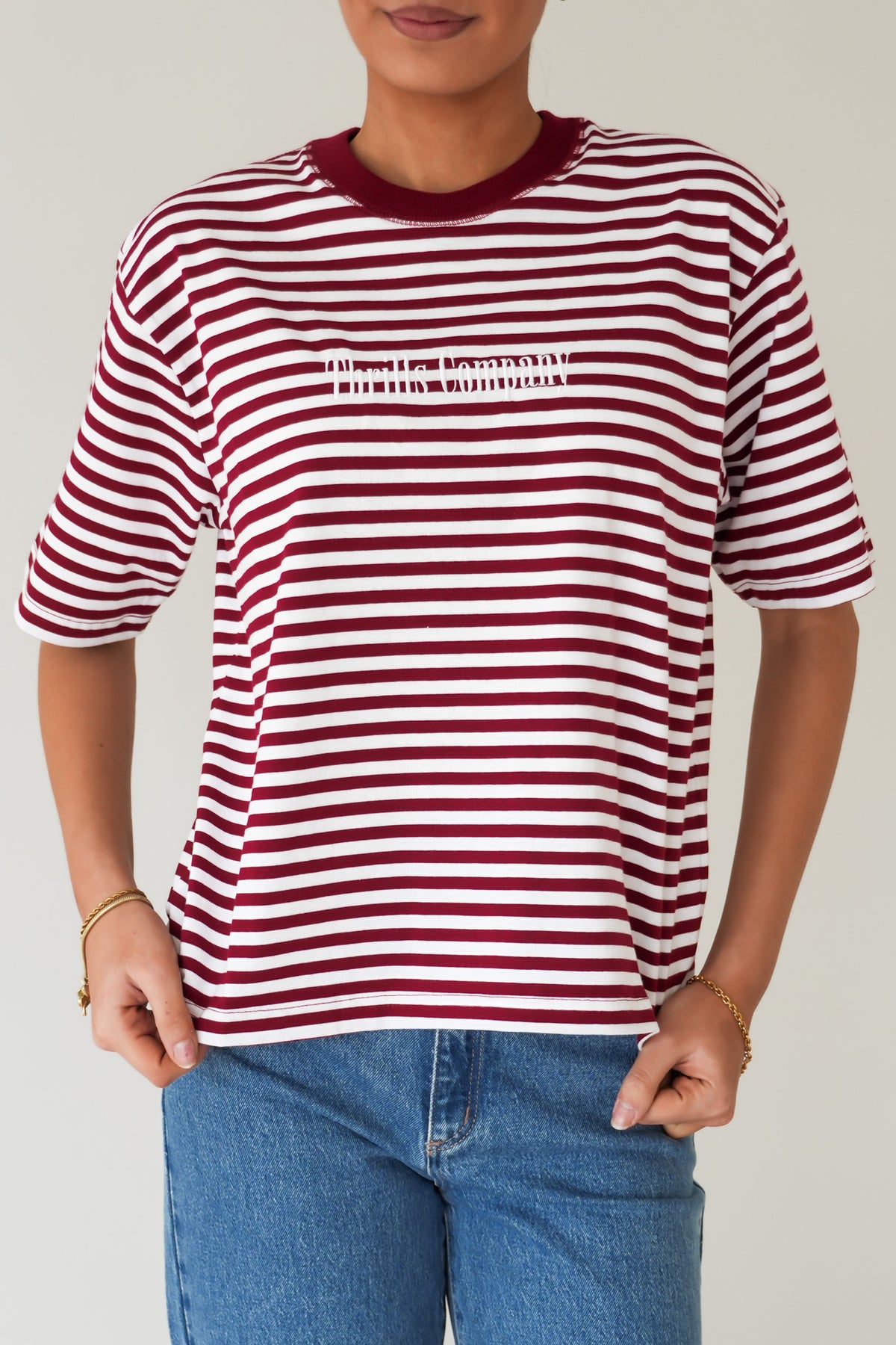 Primitive Stripe Square Tee Sour Cherry Stripe