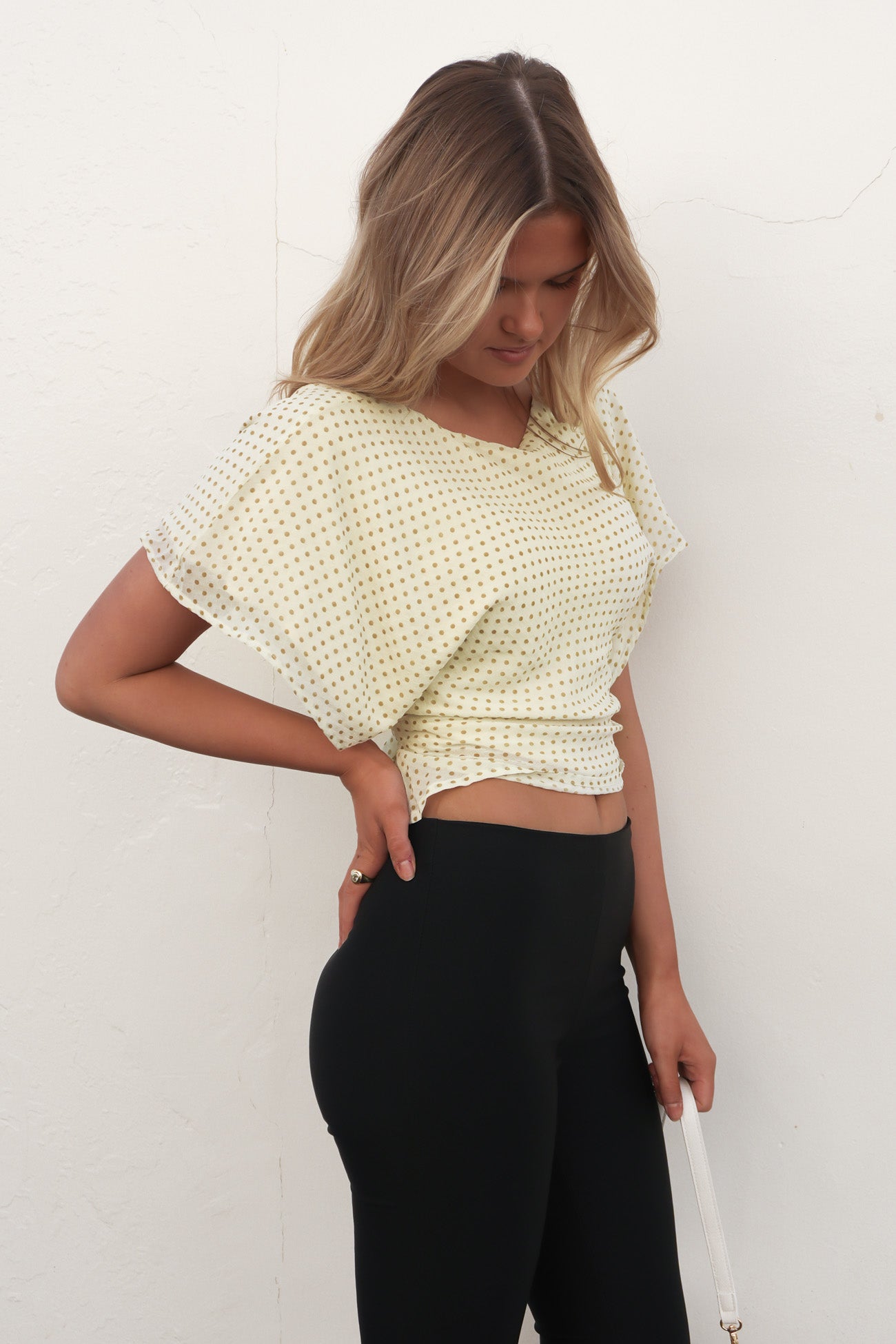 Prue Top Yellow Polka Dot