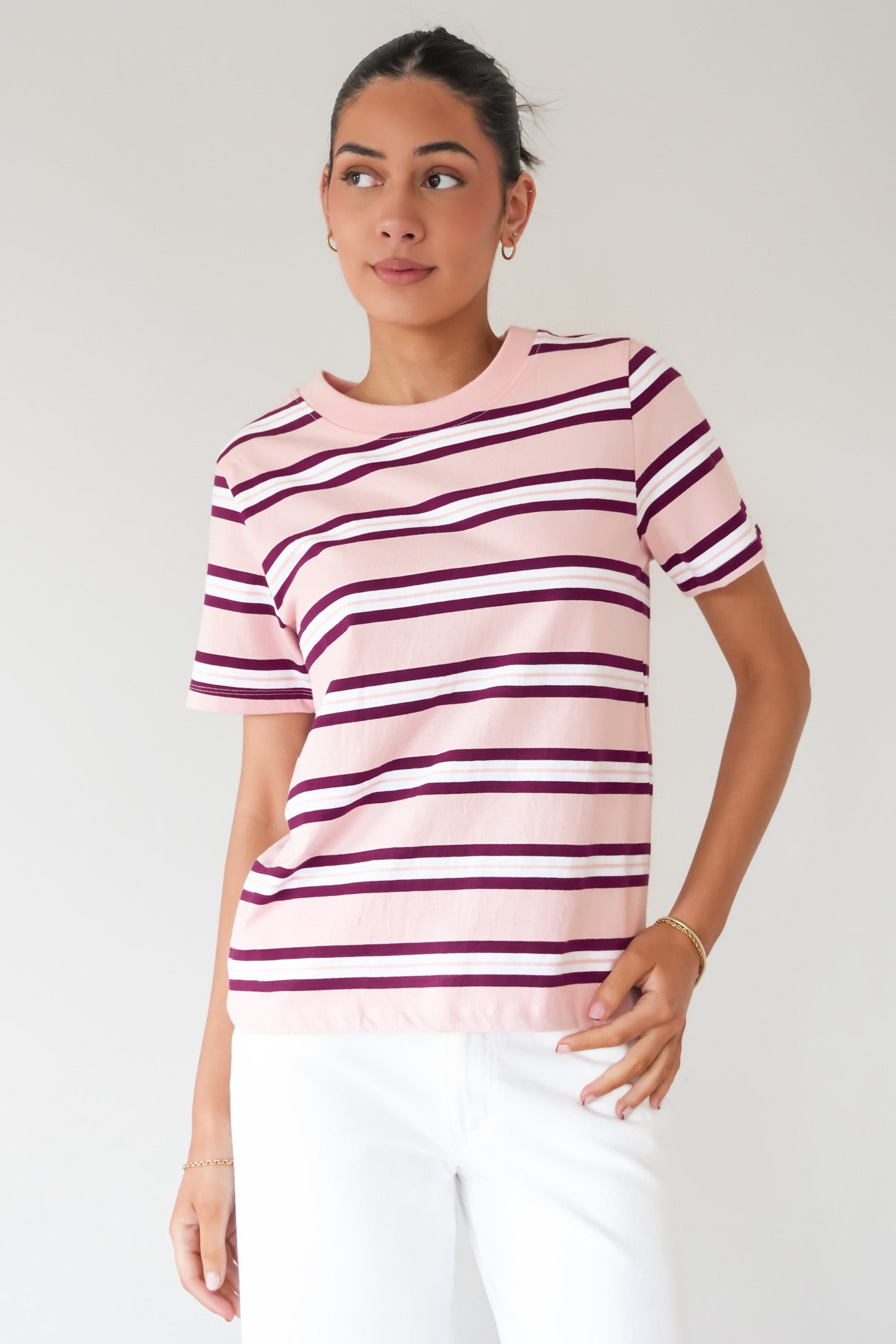 Pure Stripe Tee Ballerina Pink