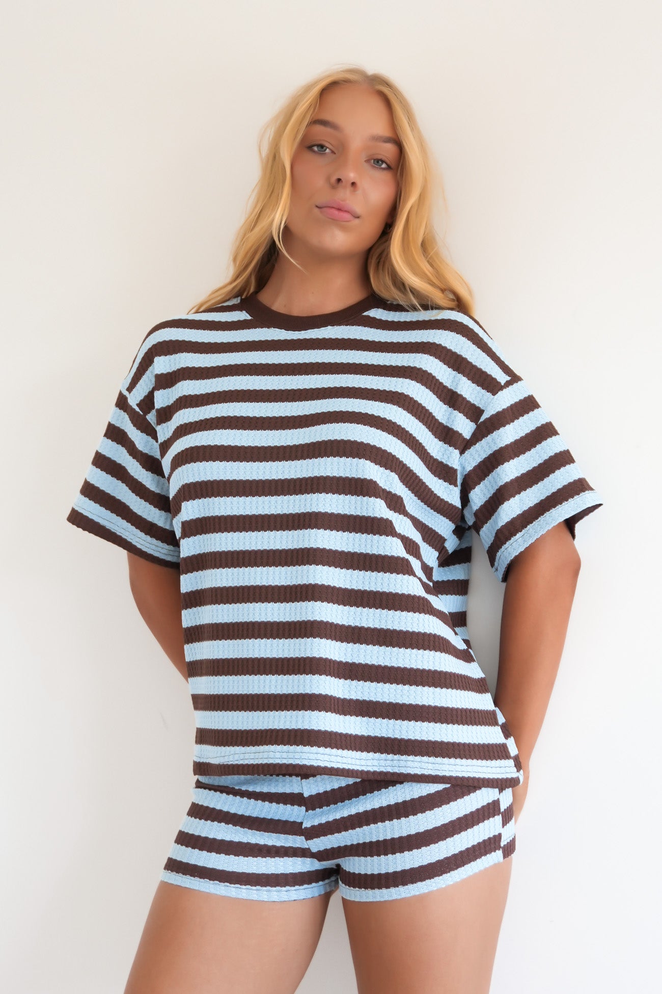 Rae Set Chocolate Blue Stripe