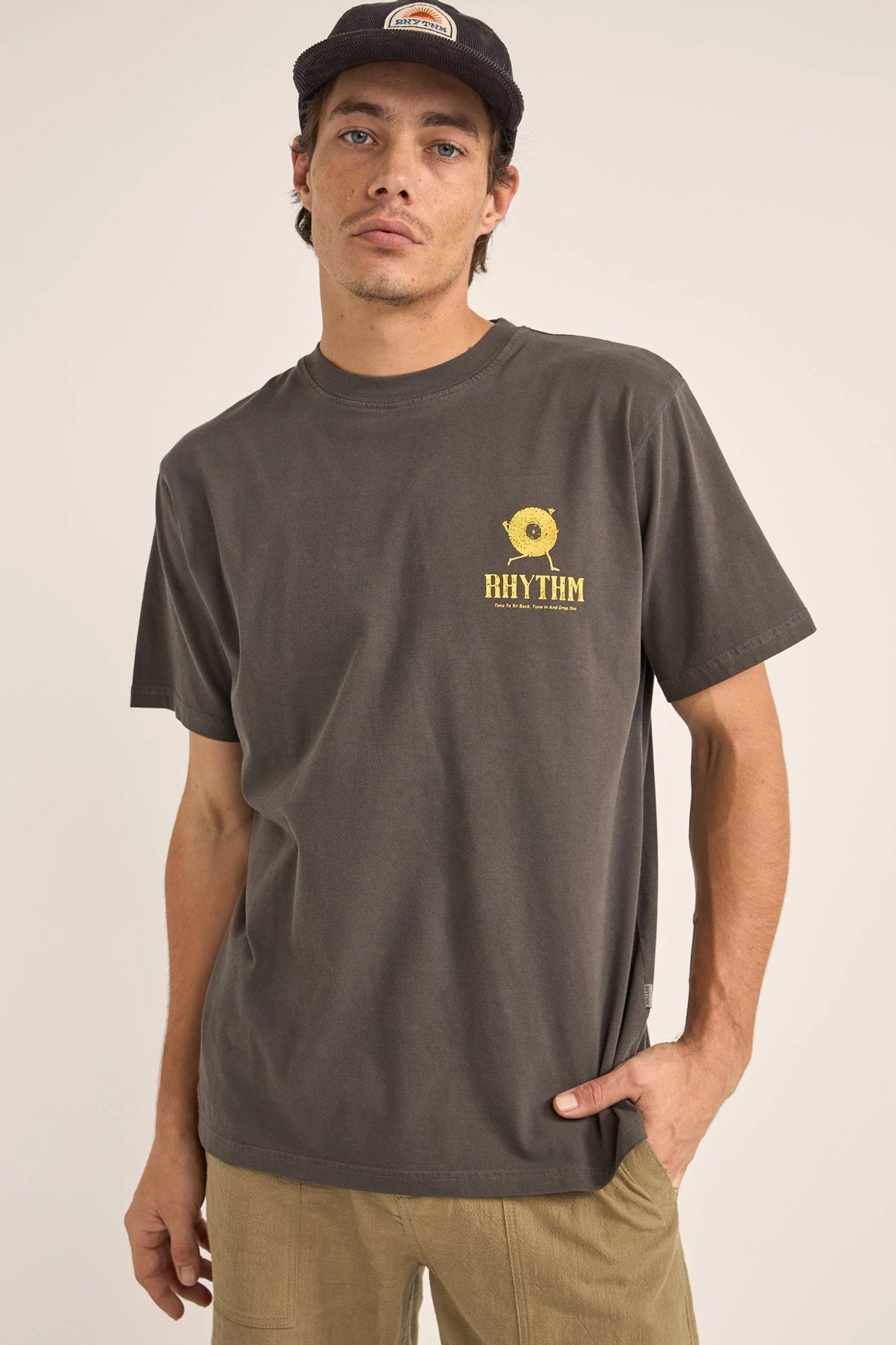 Record Vintage Short Sleeve T-Shirt Vintage Black