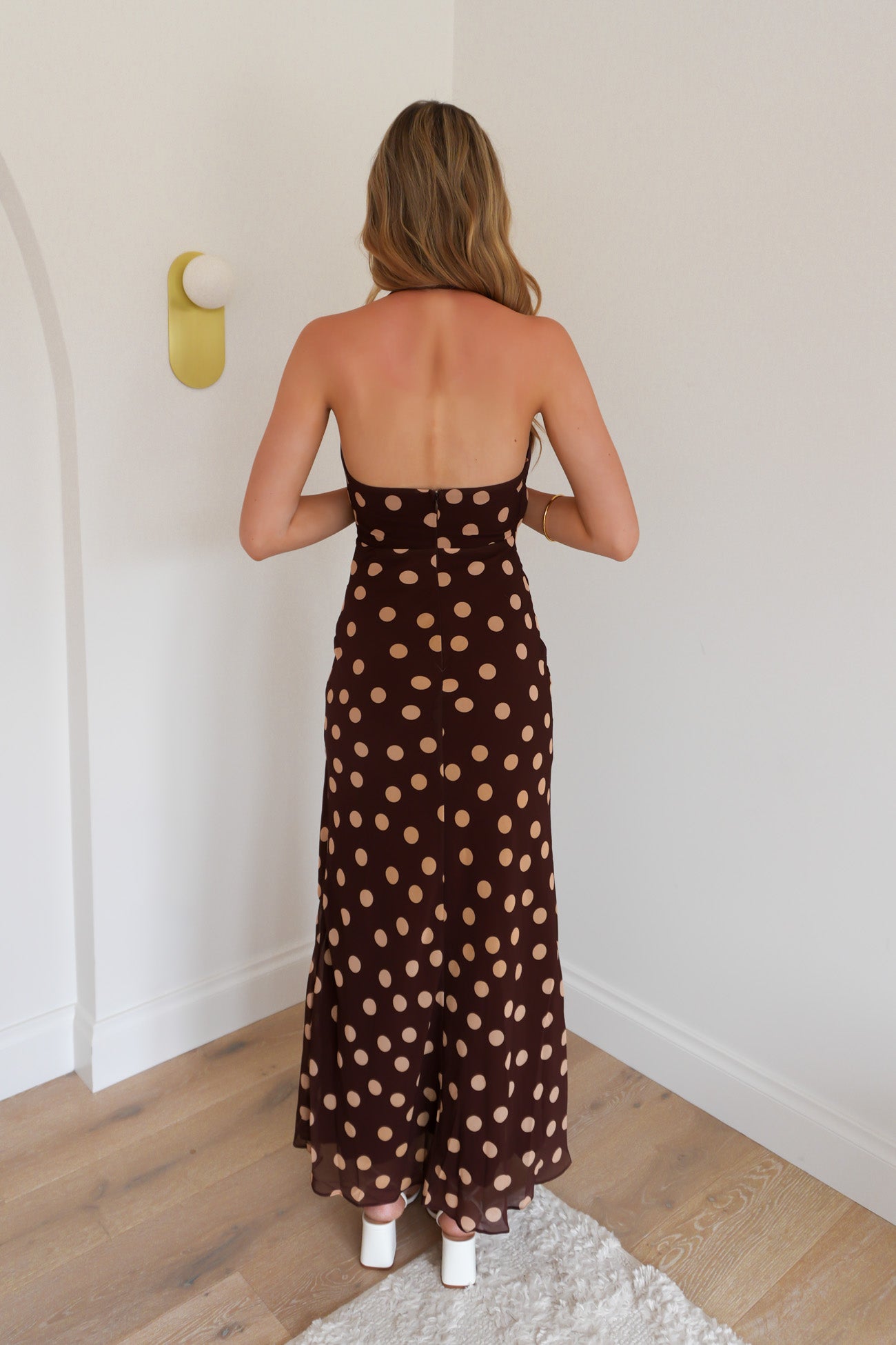 Reed Maxi Dress Chocolate Polka Dot