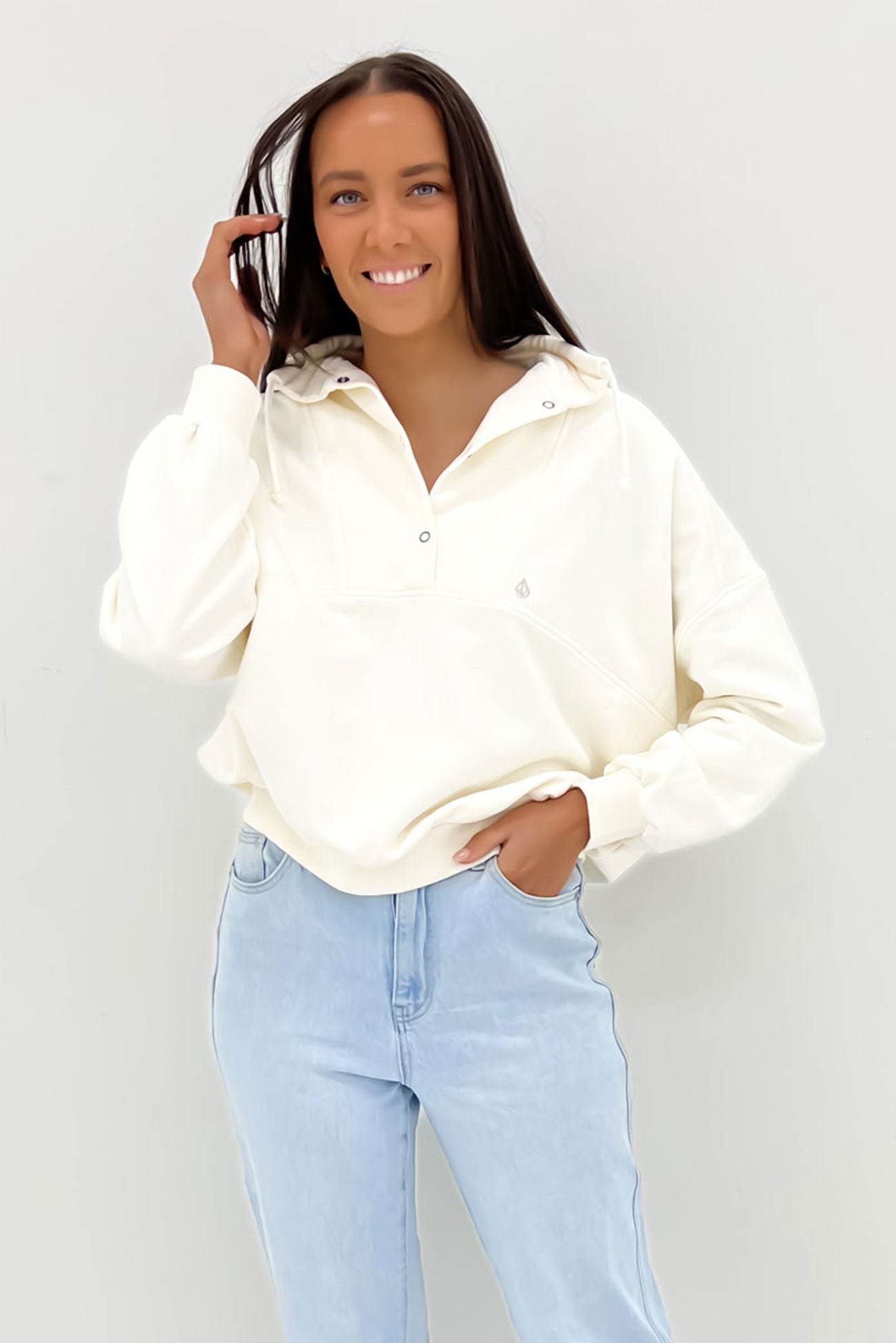 Reetrostone Mock Neck Fleece Star White