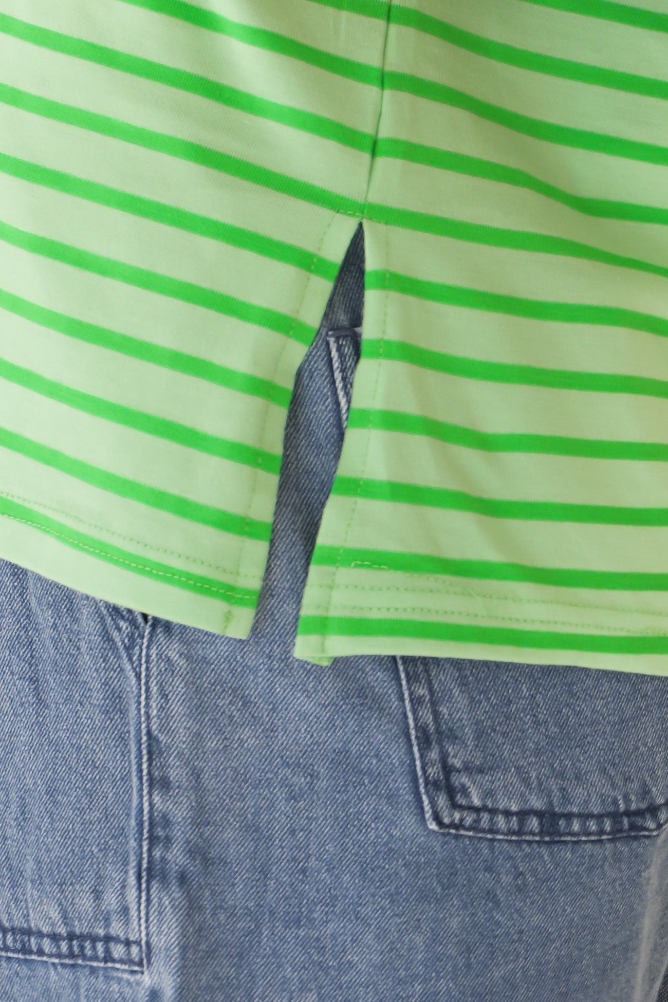 Relax Boxy Tee Green Stripe