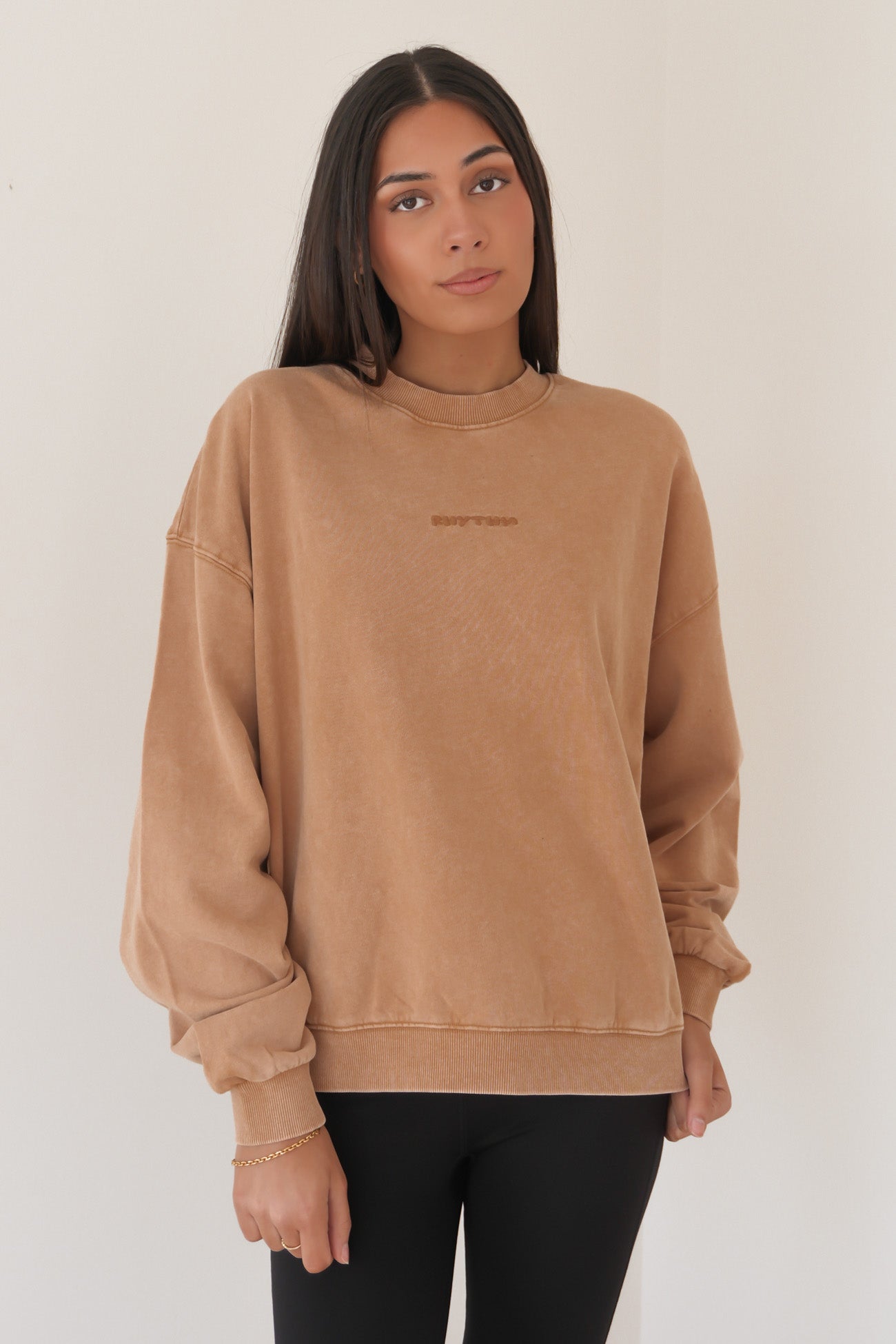 Rhythm Salt Wash Crew Neck Fleece Sand