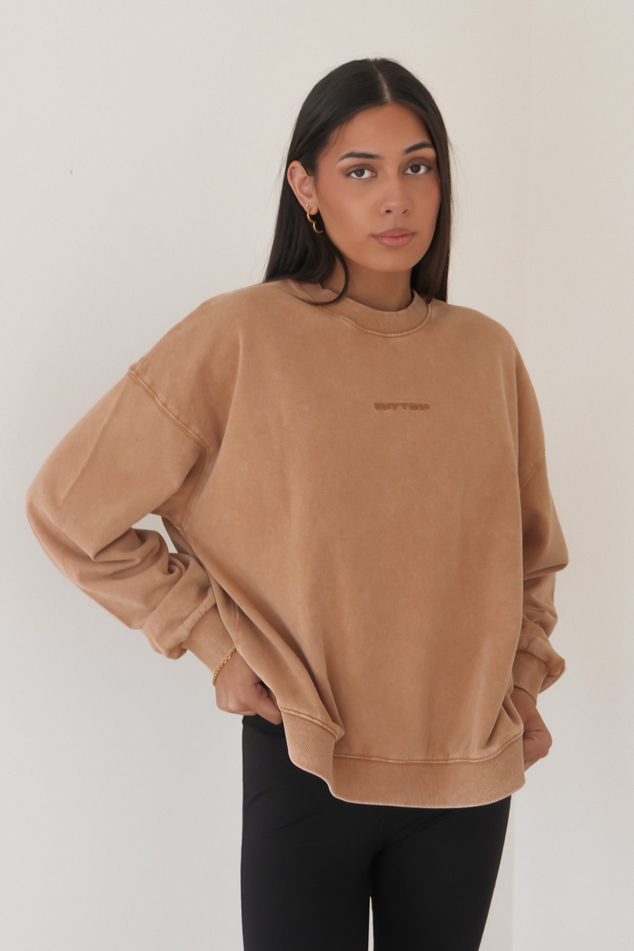 Rhythm Salt Wash Crew Neck Fleece Sand