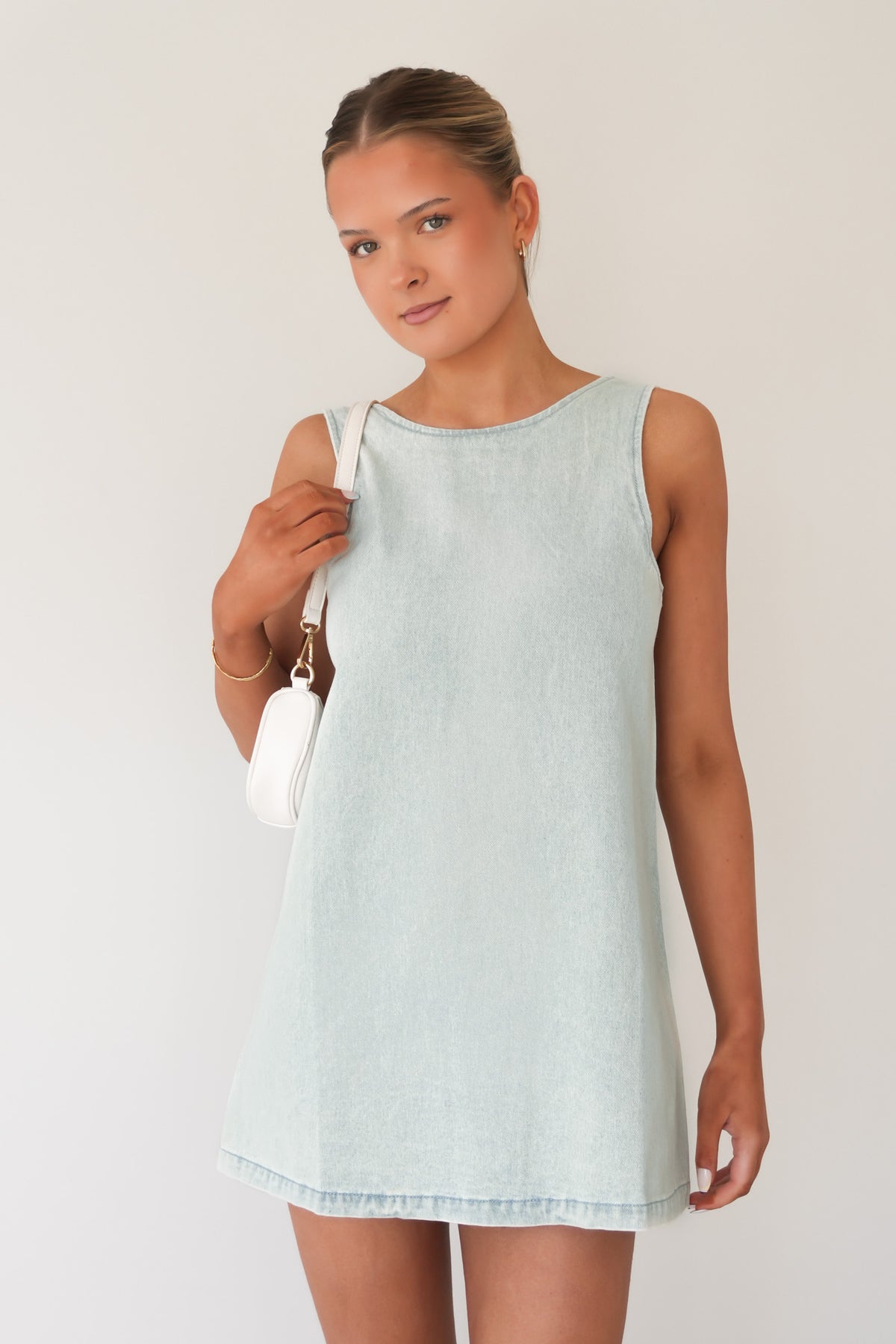 Riley Denim Mini Dress Light Wash