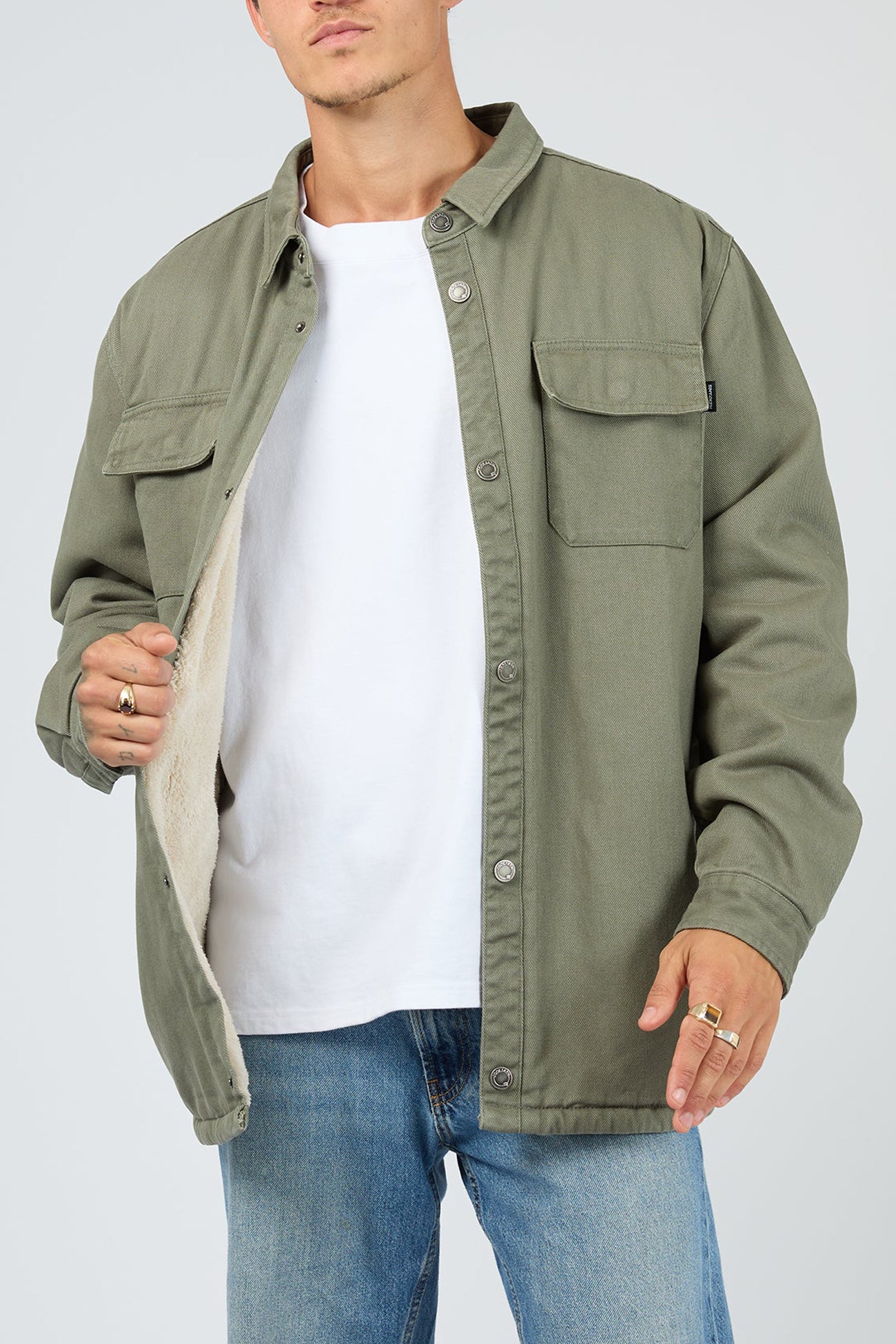Riot Sherpa Shacket Khaki